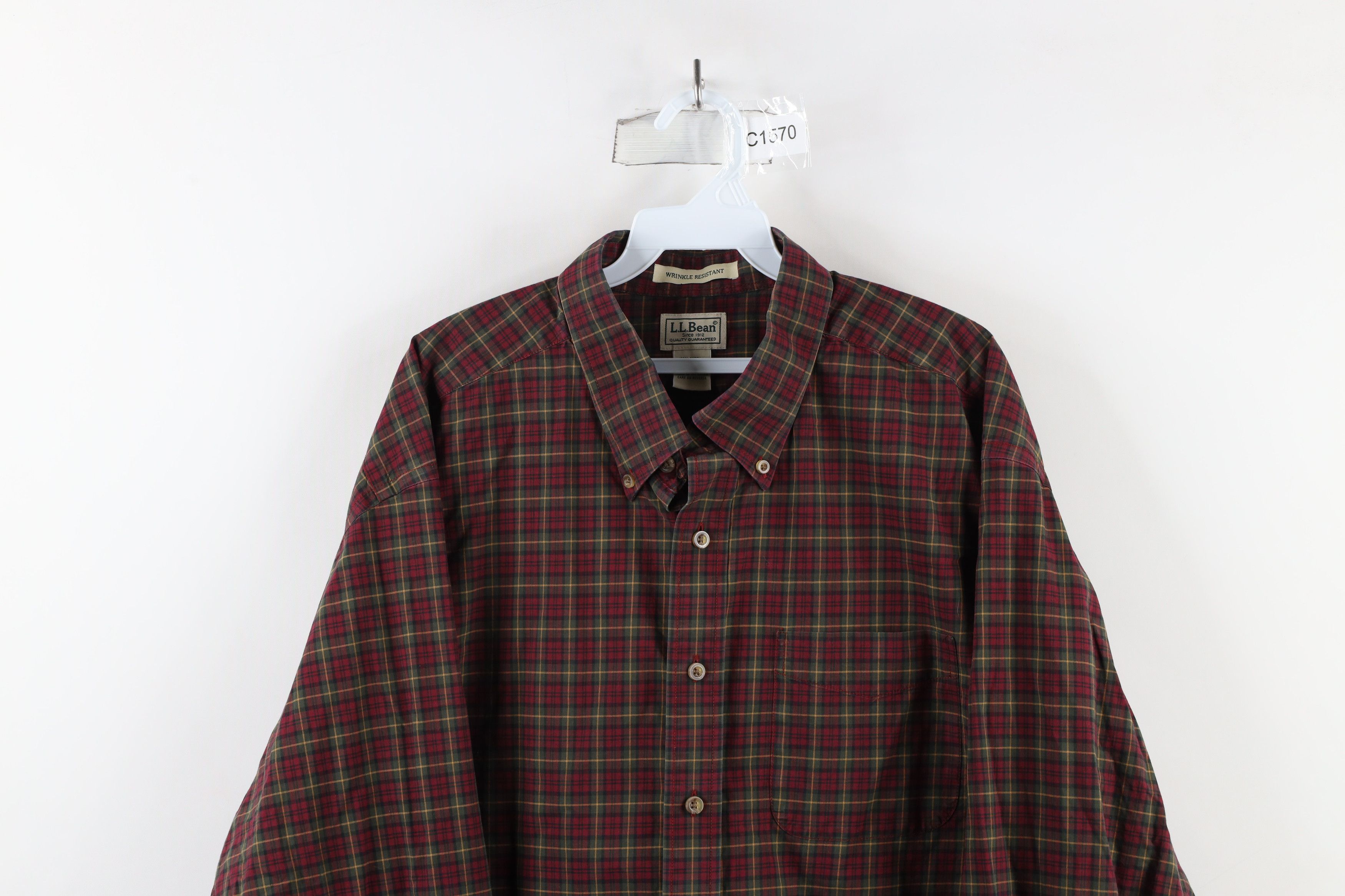L.L. Bean × Vintage Vintage LL Bean Collared Button Down Shirt Plaid Cotton Size US XXL / EU 58 / 5 - 2 Thumbnail