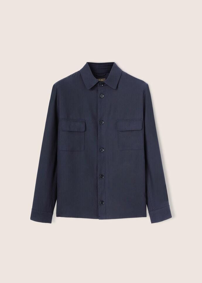 image of O1W1Db11223 Loro Piana Overshirt Lunar Ny Tiger in Blue Navy, Men's (Size 2XL)