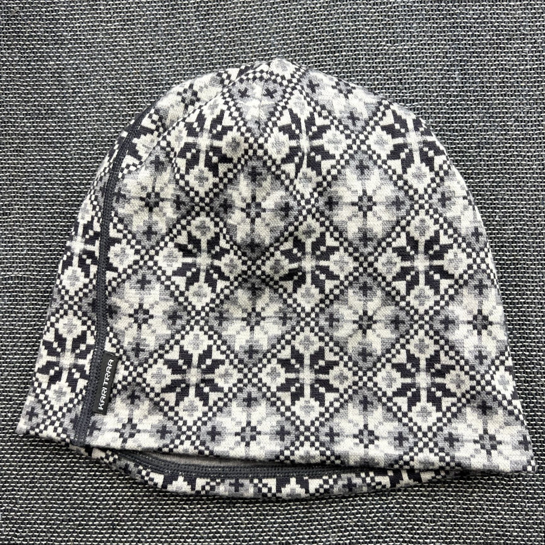 Vintage Kari Traa Womens Beanie Hat One Size Fair Isle 100% Merino Wool Knitted Gray Size ONE SIZE - 2 Thumbnail