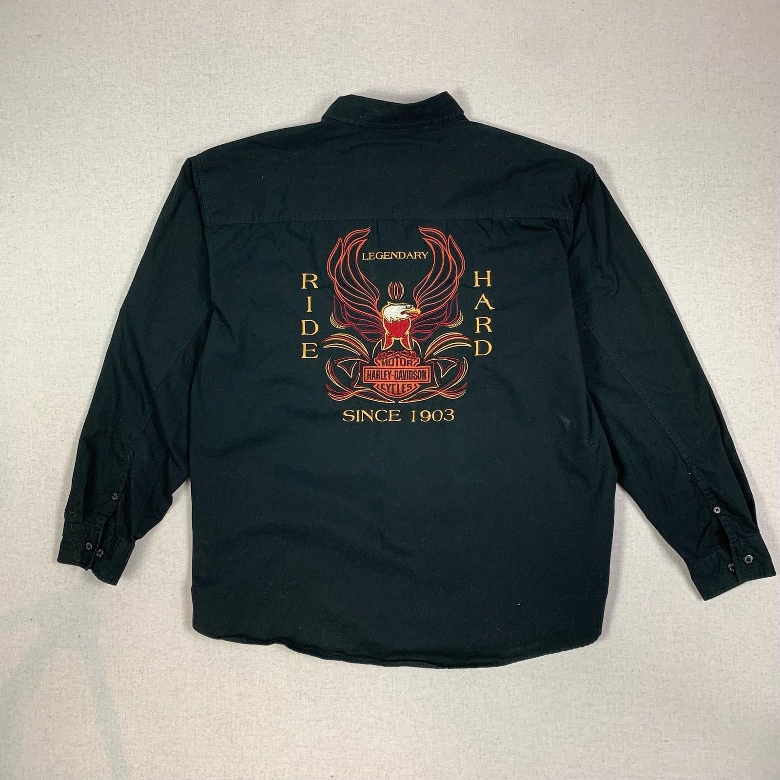 Harley Davidson Harley Davidson Ride Hard Eagle Button Down Shirt 2XL Y2K Size US XXL / EU 58 / 5 - 1 Thumbnail