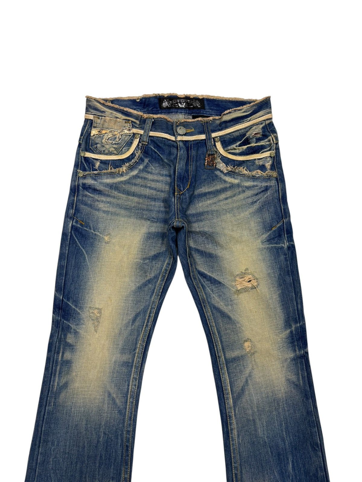 If Six Was Nine 🔥RED PEPPER Rusty Mud Wash Flared Jean Distressed Denim Size US 32 / EU 48 - 4 Thumbnail