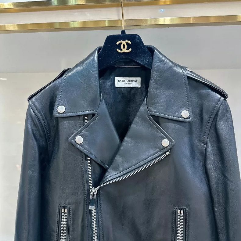 Saint Laurent Paris Saint Laurent Paris Solid color zipper leather jacket-2506 Size US XS / EU 42 / 0 - 2 Thumbnail