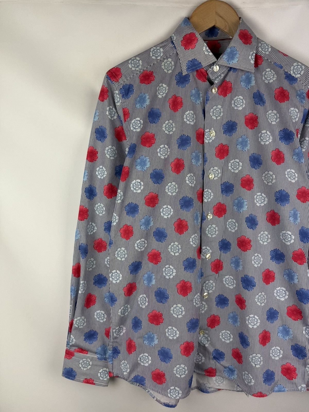 Eton Eton Long Sleeve Striped Floral Pattern Button Up Shirt Size US S / EU 44-46 / 1 - 2 Thumbnail