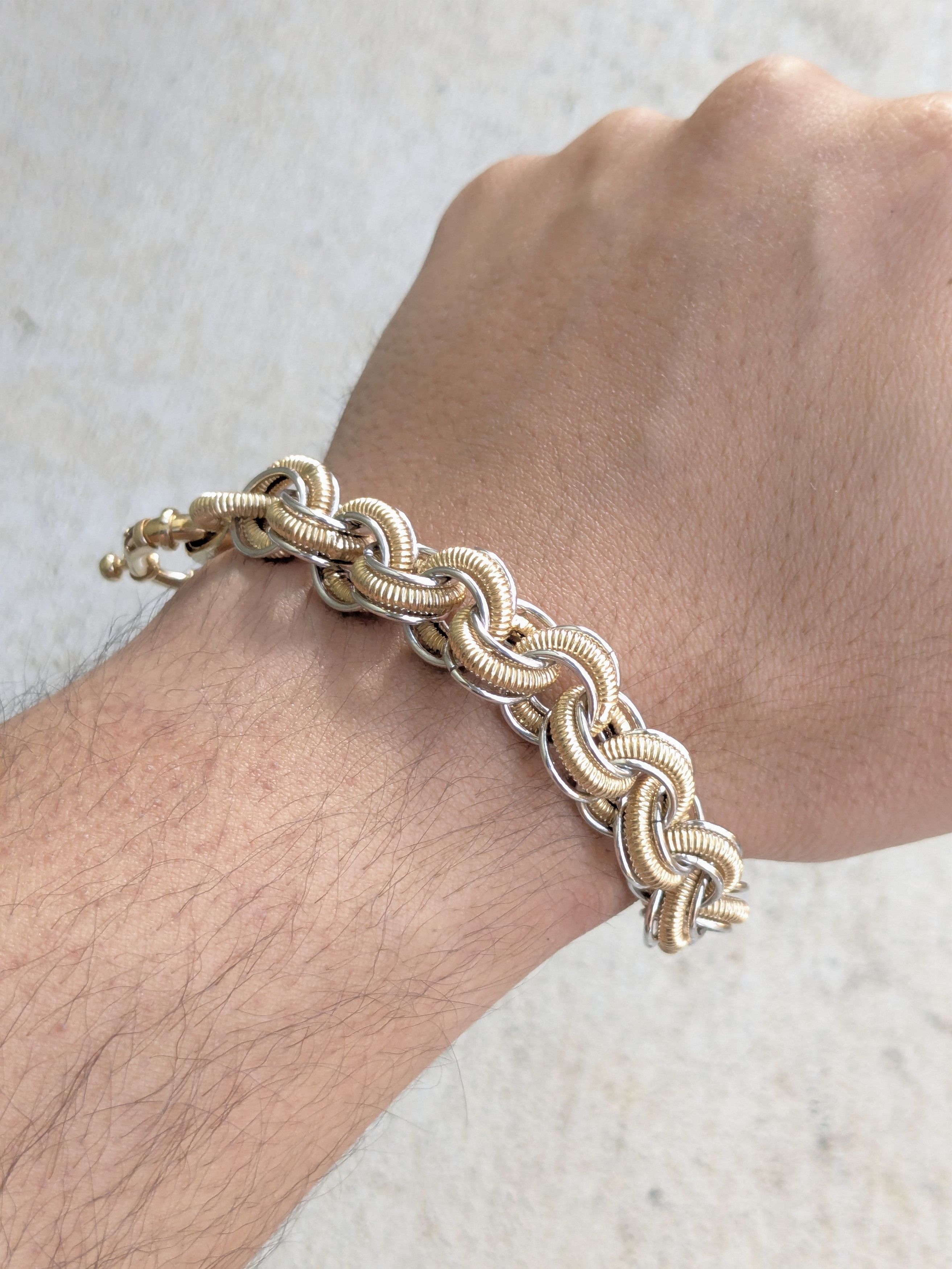 Sterling Silver Milor Sterling Silver Bracelet Round Vermeil Gold Plated 7.5 Size ONE SIZE - 12 Thumbnail