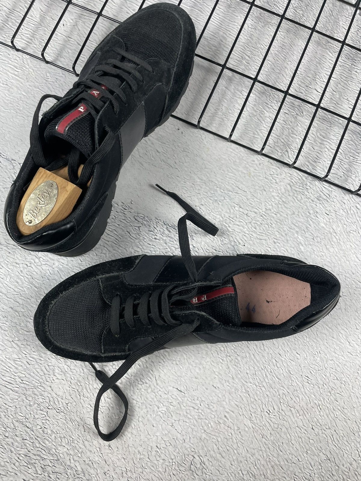 Prada × Vintage Prada Match Race Sneakers 44 Black Suede Shoes Size US 10.5 / EU 43-44 - 15 Thumbnail