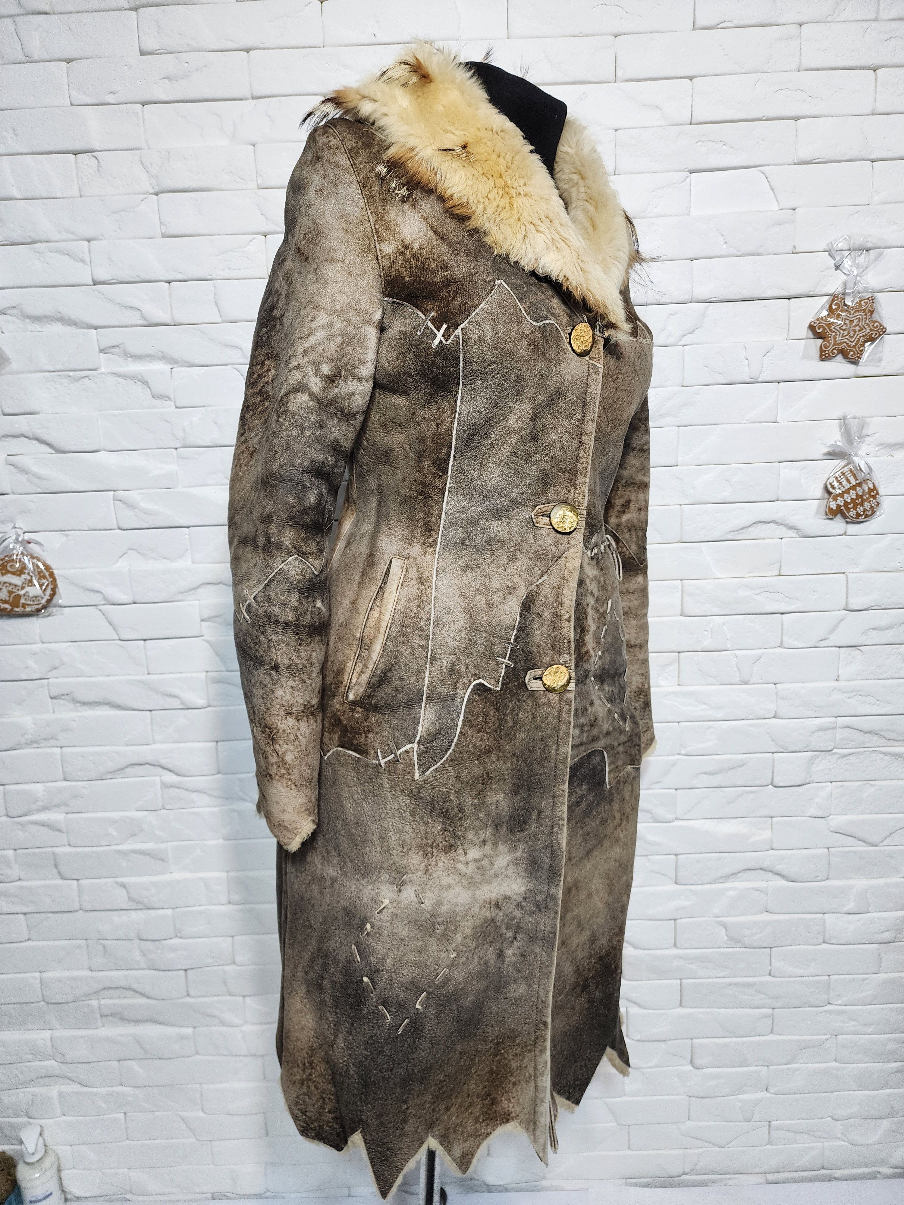 Furla Brown Women's Sheepskin Coat: Leather Winter Outerwear Size S / US 4 / IT 40 - 3 Thumbnail