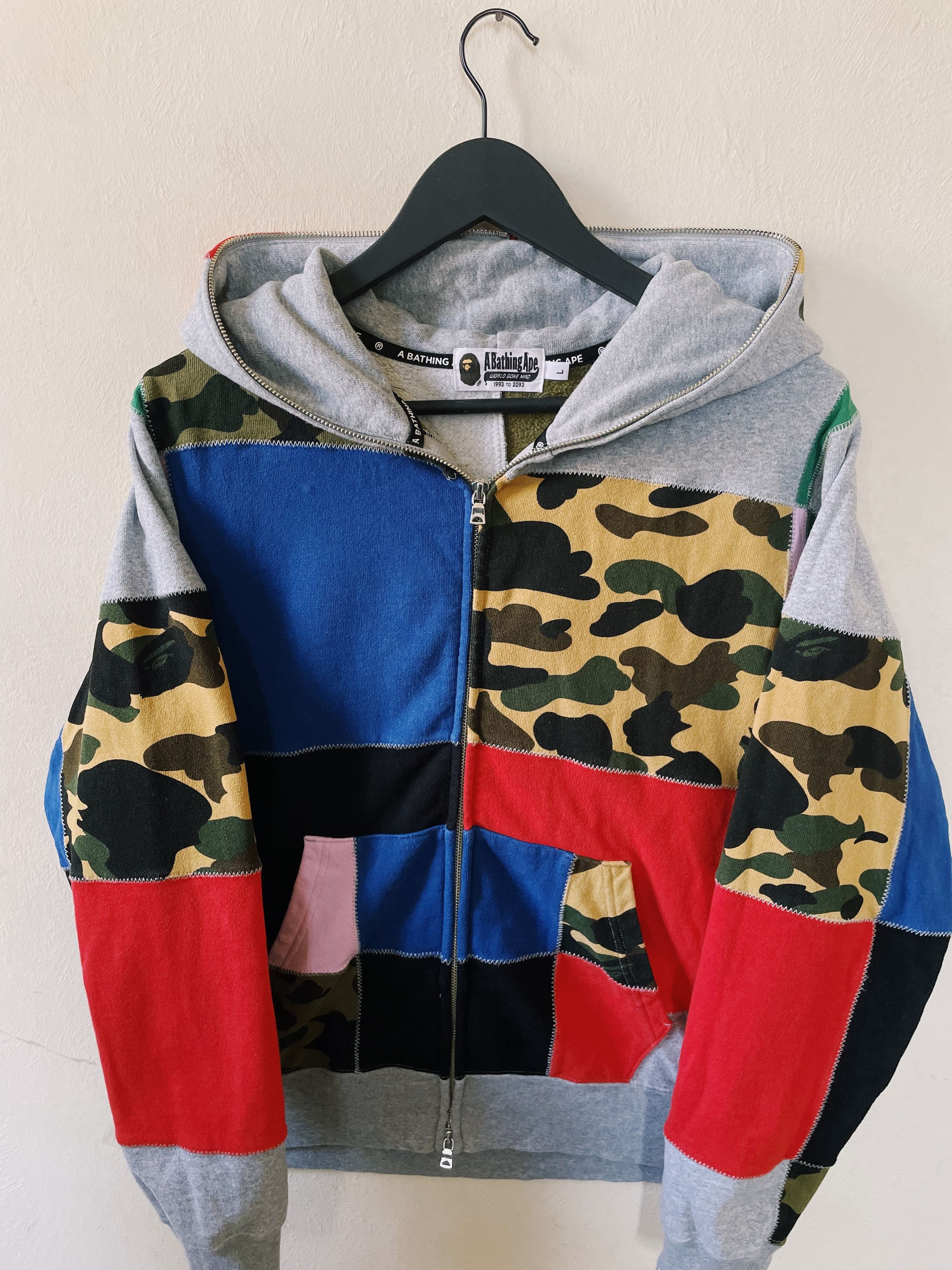 Bape A Bathing Ape Patchwork Full Zip Hoodie Multi