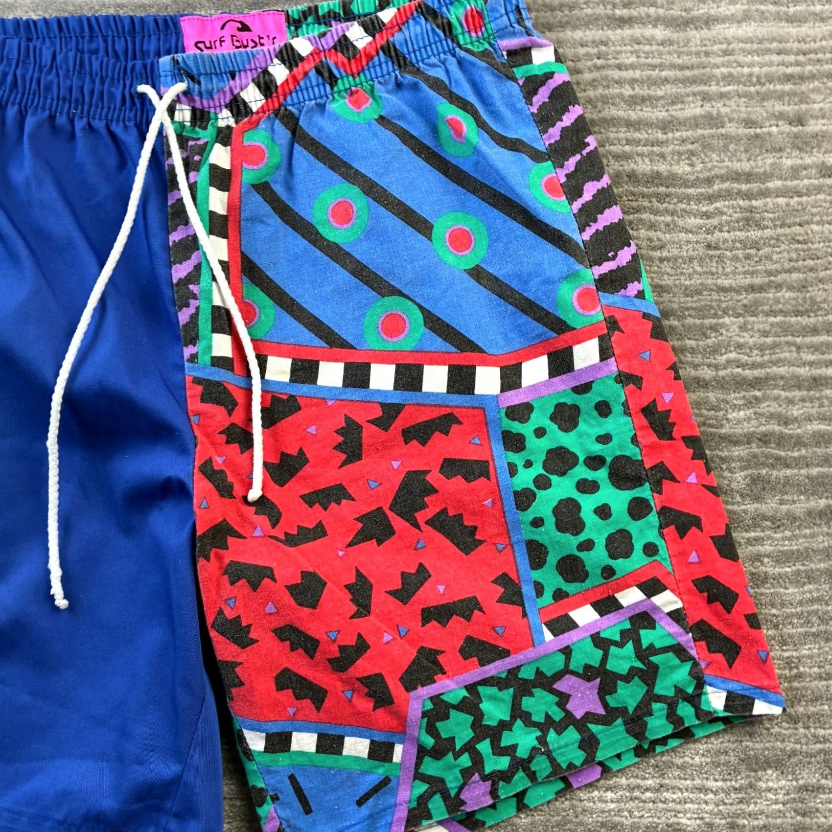 Vintage VINTAGE Surf Bustrs Shorts Mens Large Blue Geometric USA Made 90s Surfwear Cotton Casual Size US 33 - 2 Thumbnail