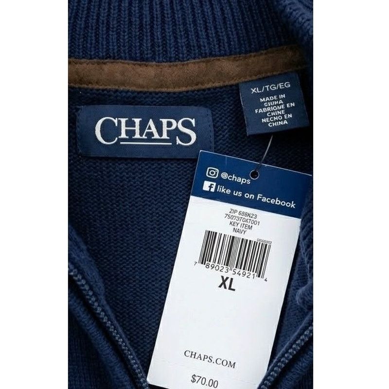 Chaps NEW WITH TAGS Chaps Zip Suede Sweater Vest Blue/Brown XL Size US XL / EU 56 / 4 - 7 Thumbnail