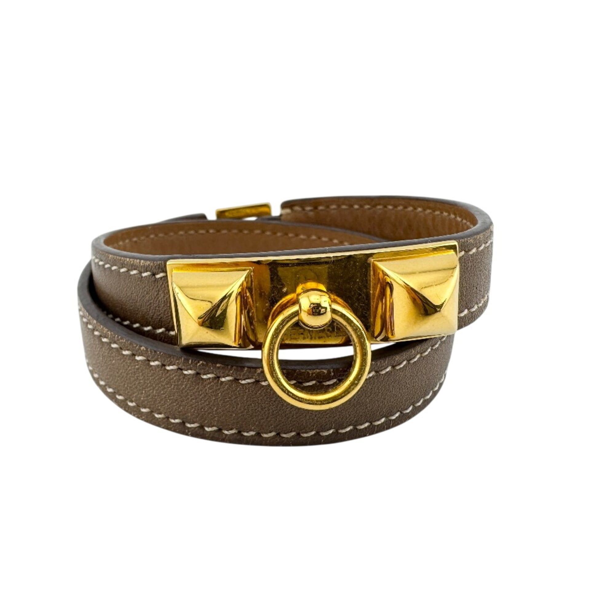 Hermes HERMES Rivale Double Tour Bangle Bracelet Brown Size ONE SIZE - 1 Thumbnail