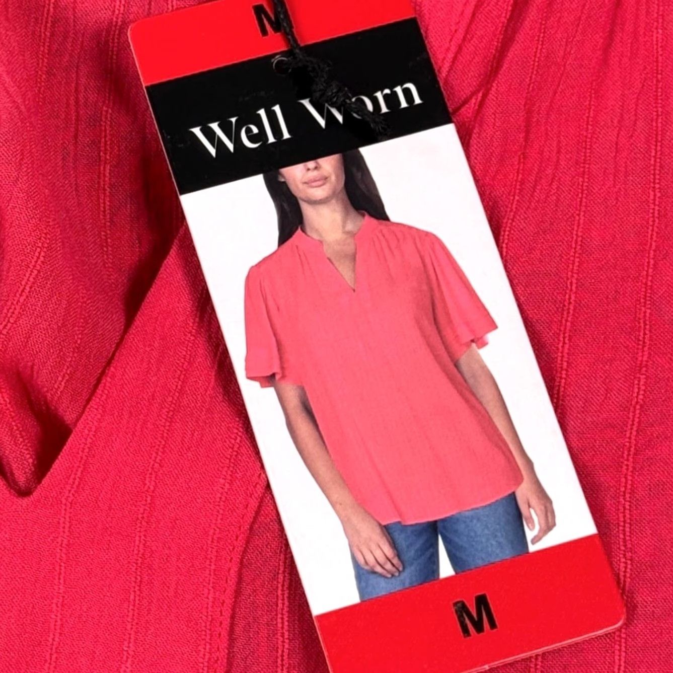 Vintage VINTAGE Well Worn Pink Textured V-Neck Flutter Sleeve Blouse M Women's Short Sleeve Lightweight Spring Summer Size M / US 6-8 / IT 42-44 - 4 Thumbnail