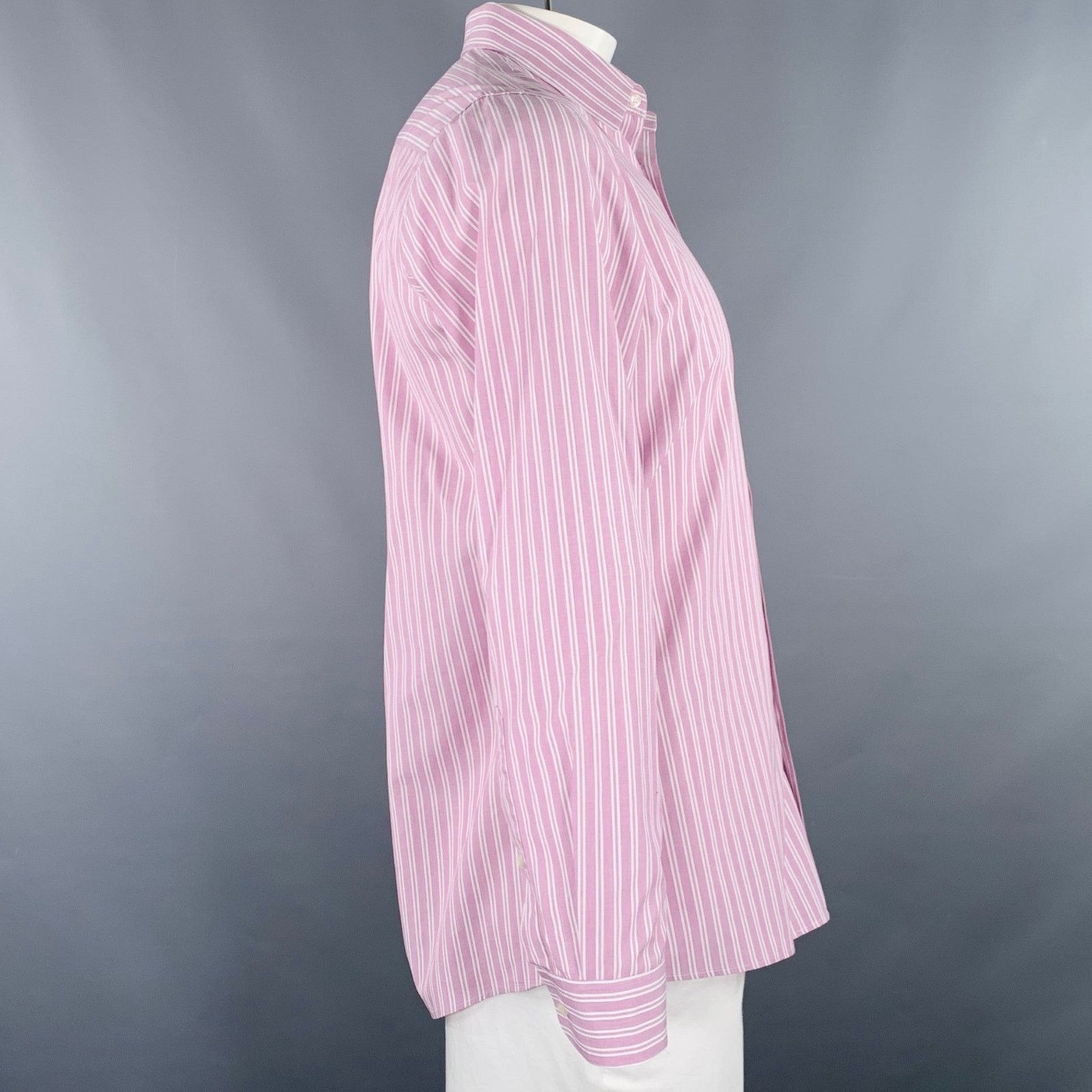 Hugo Boss Size L Purple White Stripe Cotton Long Sleeve Shirt Size US L / EU 52-54 / 3 - 2 Thumbnail