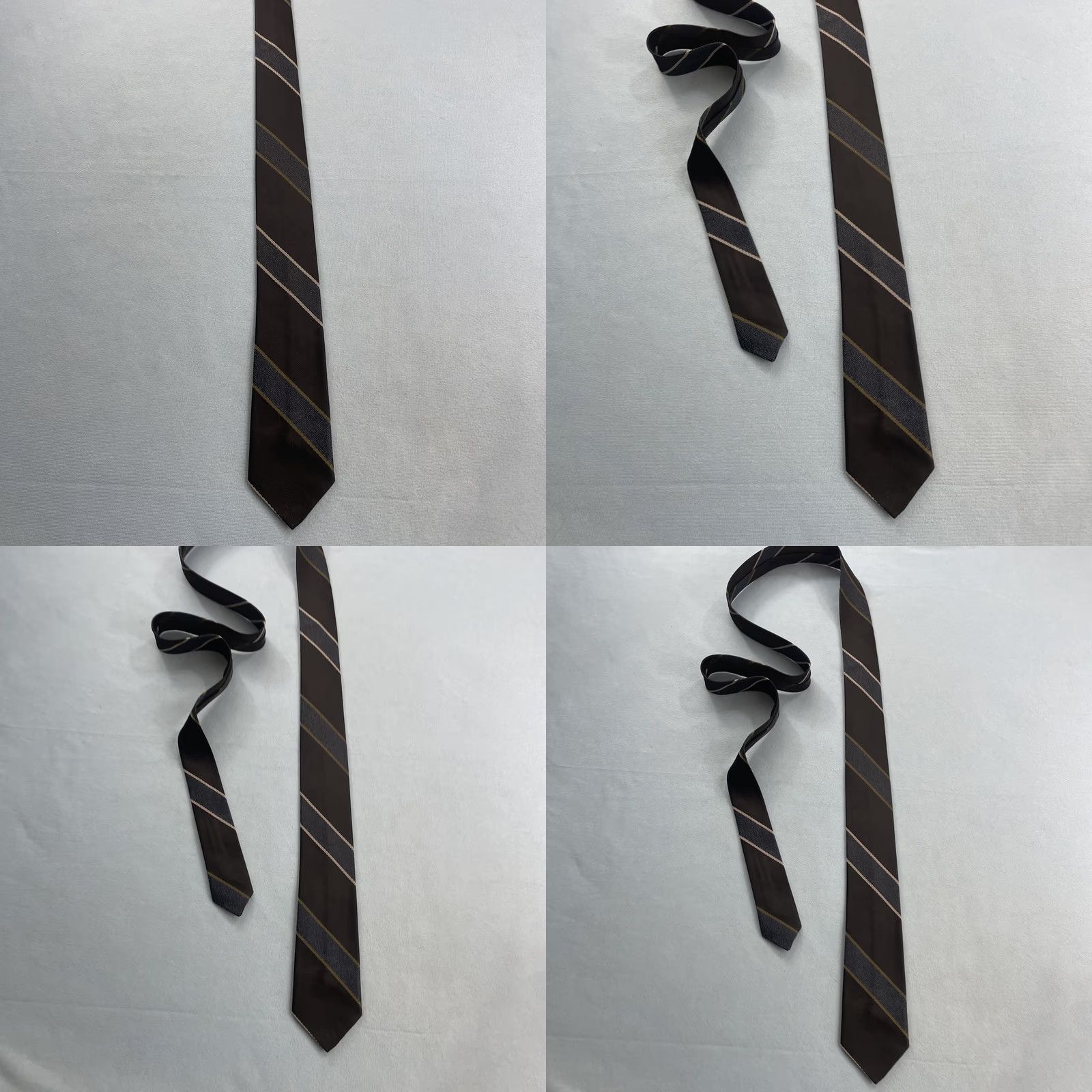 Vintage VINTAGE Regimental NeckTie Repp Tie Multi Stripe Black Blue Yellow 52" Slim Necktie 2.5" Wide Mens Tie Size ONE SIZE - 10 Thumbnail