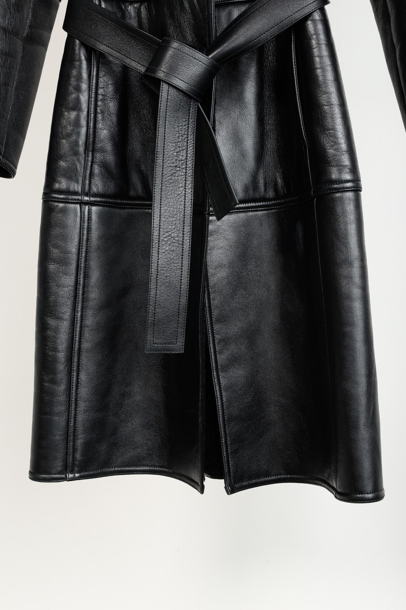Balenciaga Balenciaga PF/19 Black Leather Shearling Belted Trench Coat Size S / US 4 / IT 40 - 12 Thumbnail