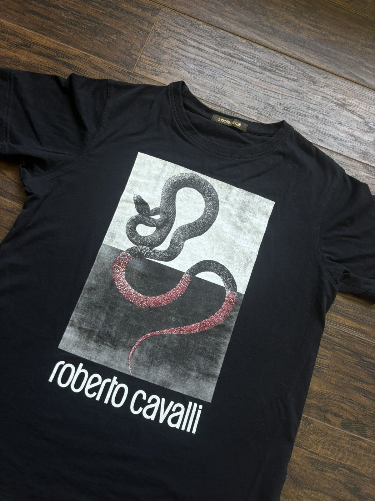 Roberto Cavalli Black Snake T-Shirt