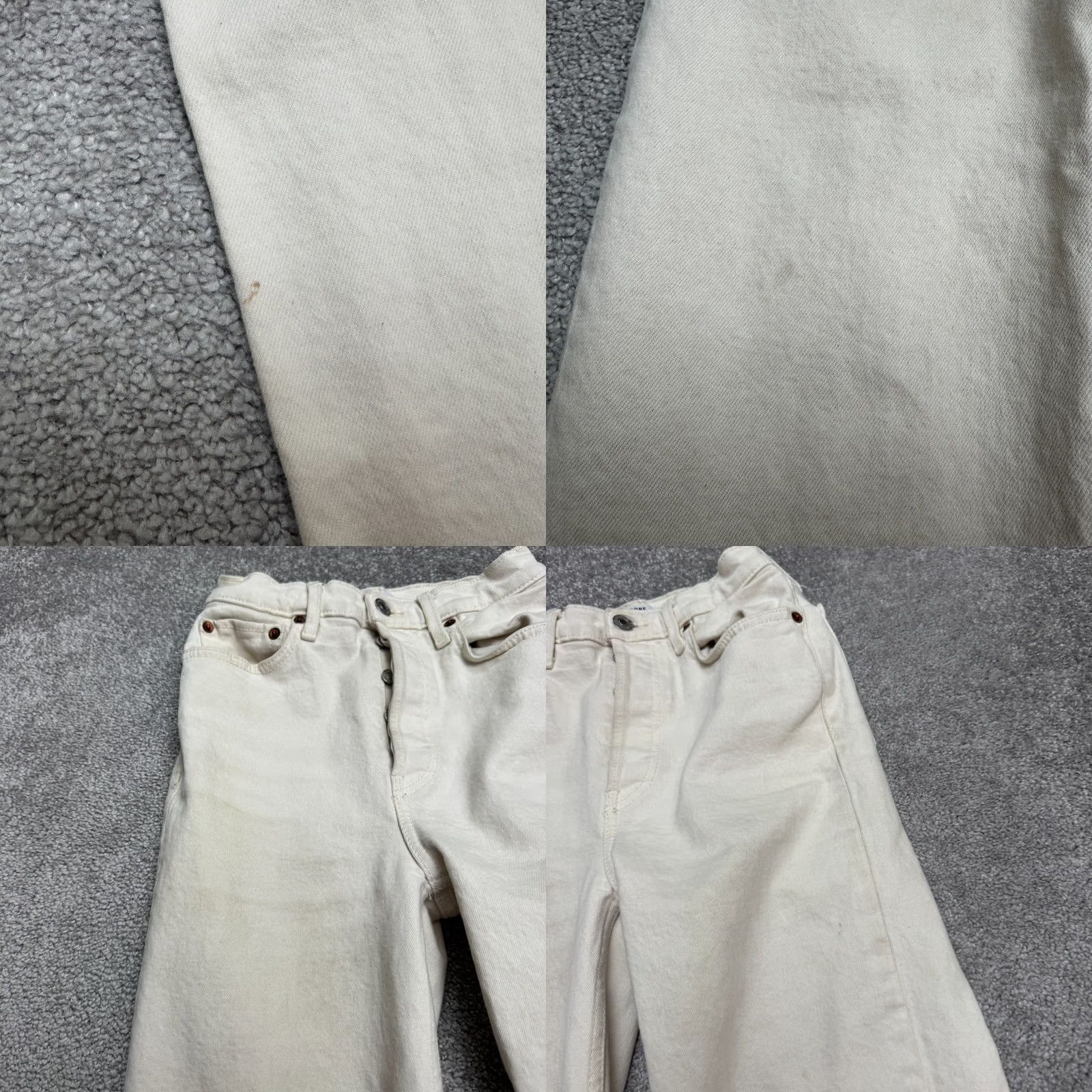 RE/DONE RE/DONE 70s Stove Pipe High Rise Button Fly Denim Jeans Womens 26 Beige Stretch Size 26" / US 2 / IT 38 - 8 Thumbnail