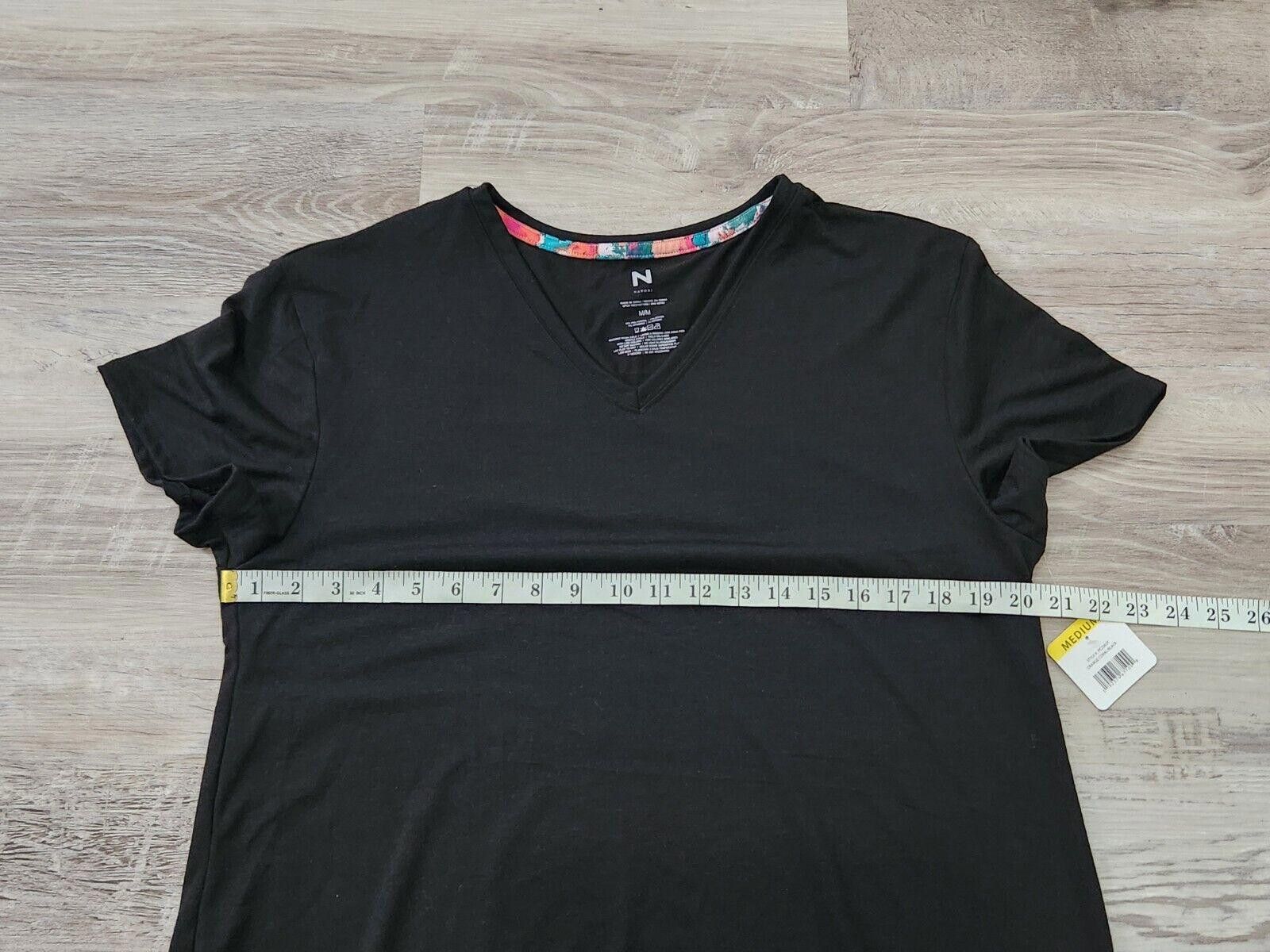 Rap Tees Natori Sleep Shirt Medium Black NWT short Sleeve V Neck Size ONE SIZE - 5 Thumbnail