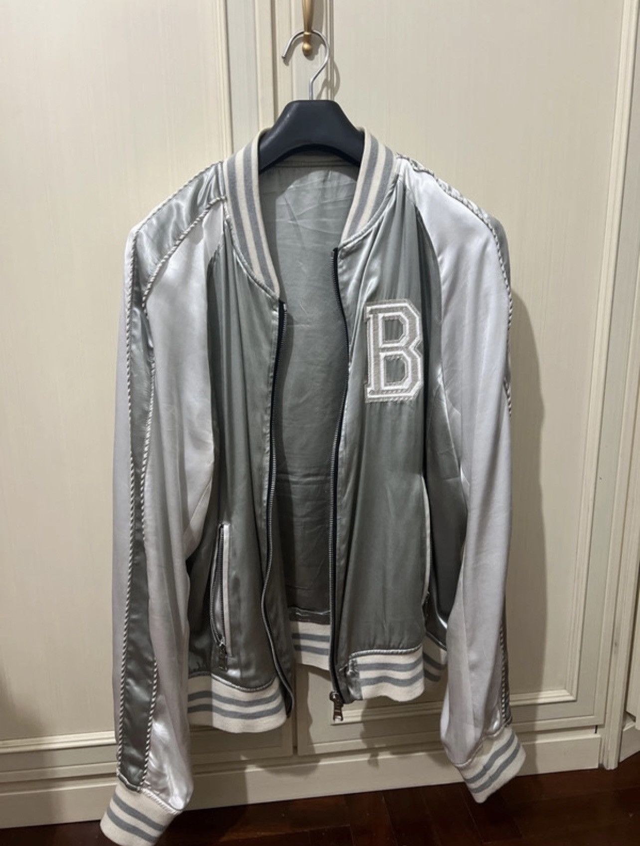 Image of Collage Jacket Balmain in Silver, Men's (Size XL)