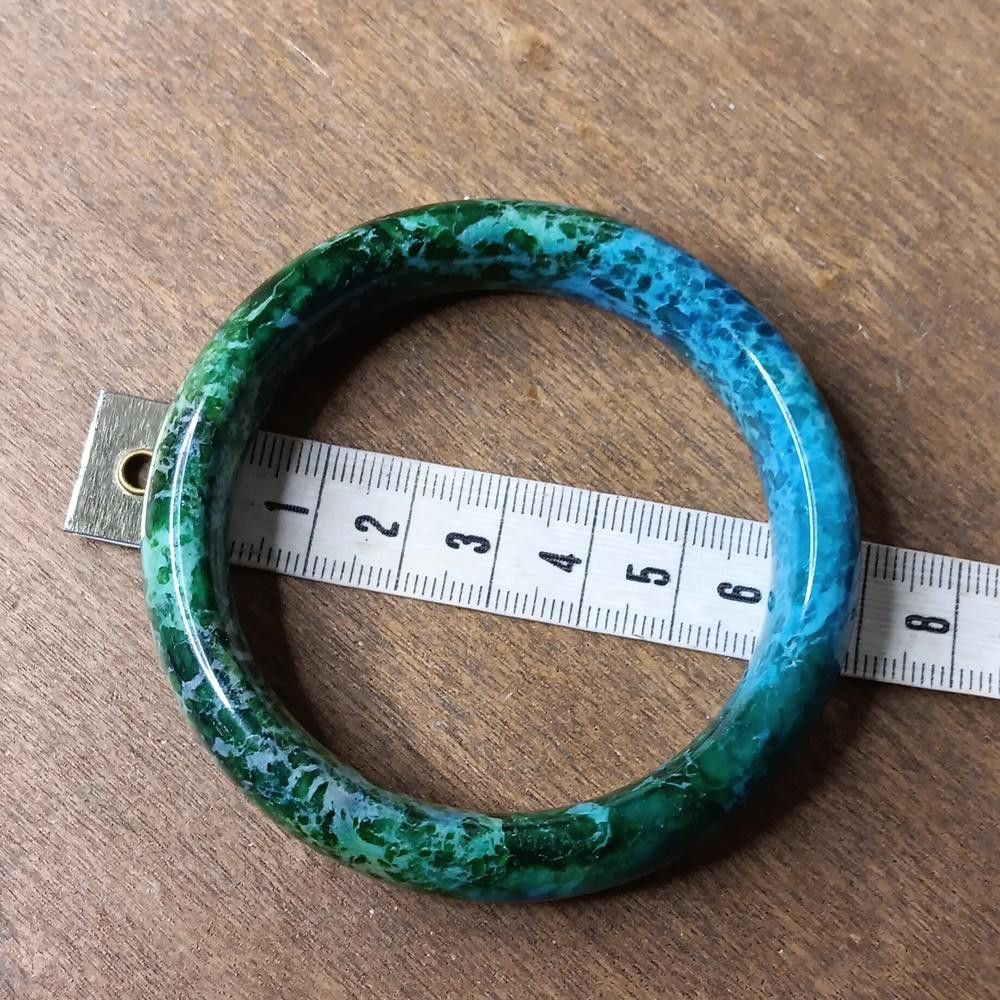Designer Genuine Peacock Jade Bangle Bracelet Size ONE SIZE - 4 Thumbnail