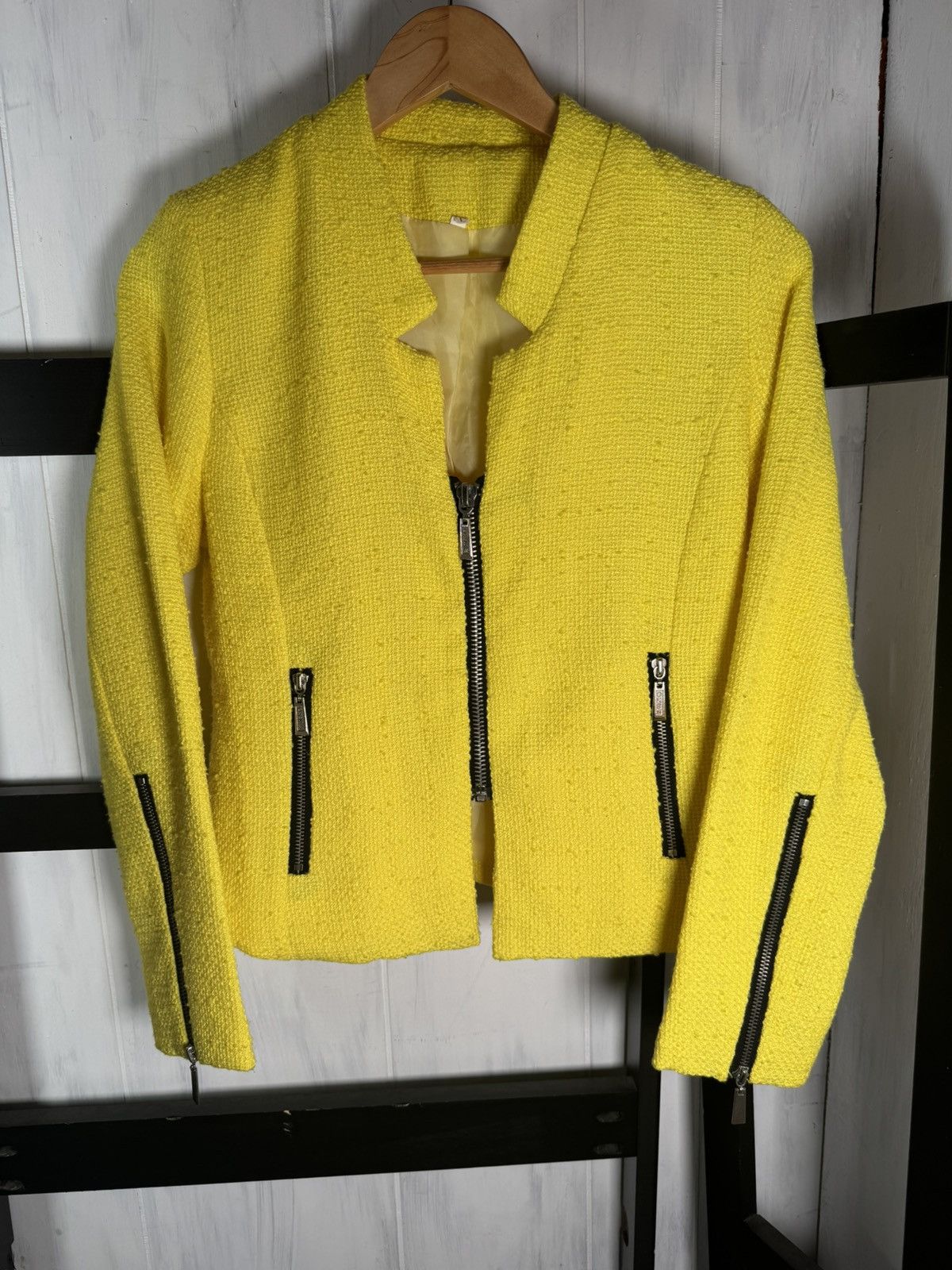 Vintage Slim fit cropped Yellow Moto Blazer/Jacket Size M / US 6-8 / IT 42-44 - 1 Thumbnail
