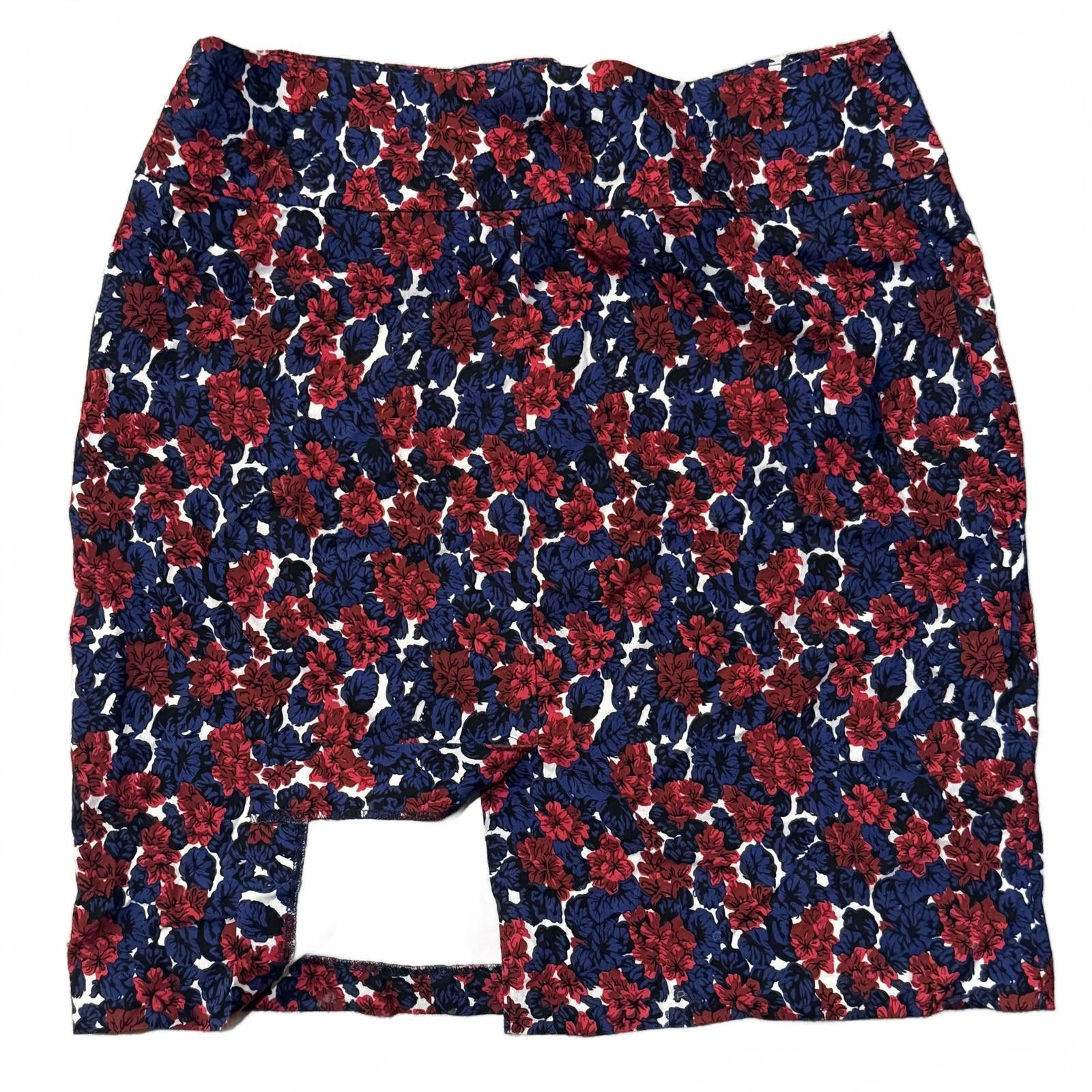 Designer Margaret M pull-on floral pencil skirt, navy/red – 1X Size 40" / US 18 - 3 Thumbnail