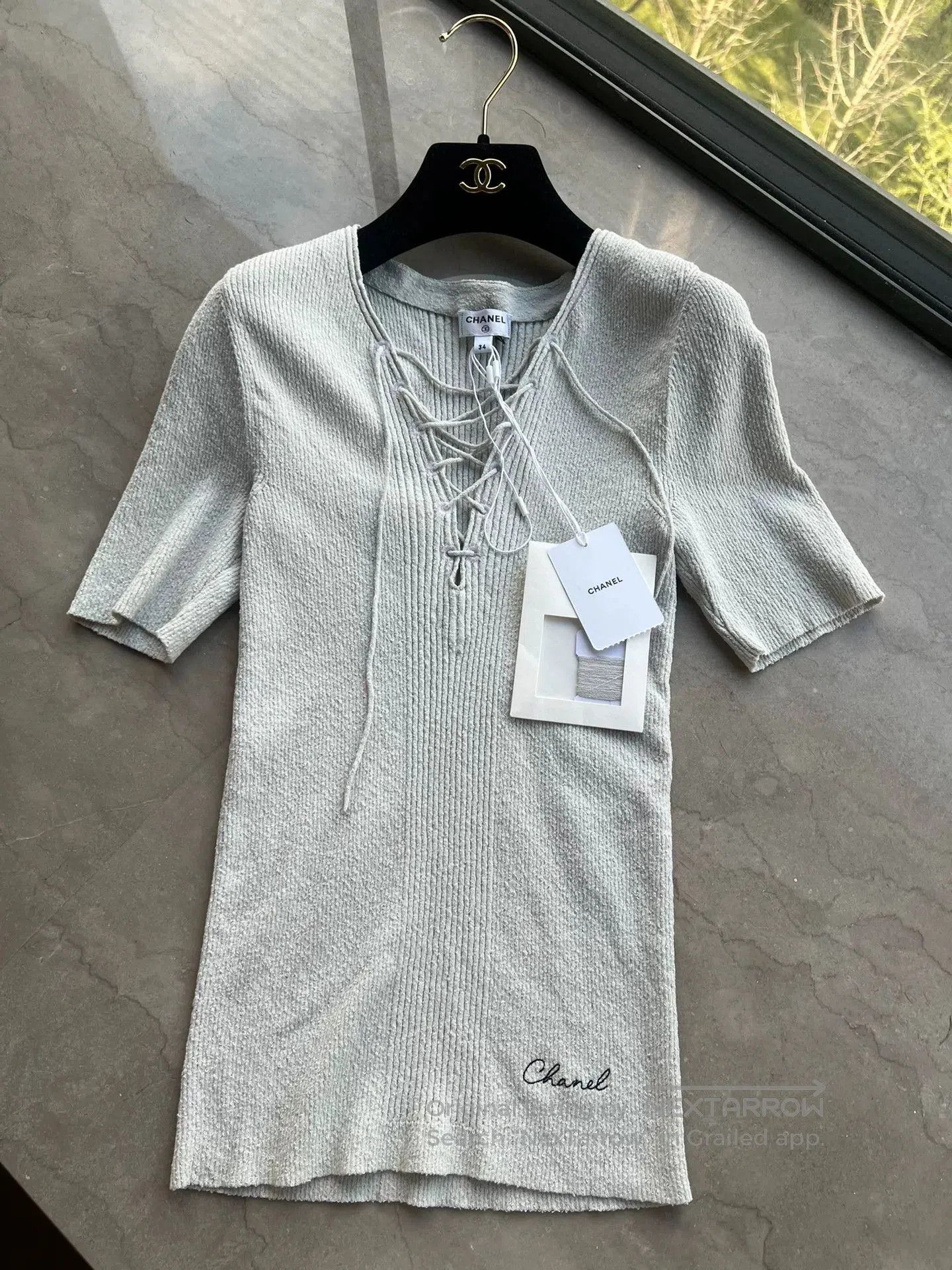 Chanel Chanel 25C Silver Lace-Up T-Shirt. Size US XS / EU 42 / 0 - 1 Thumbnail