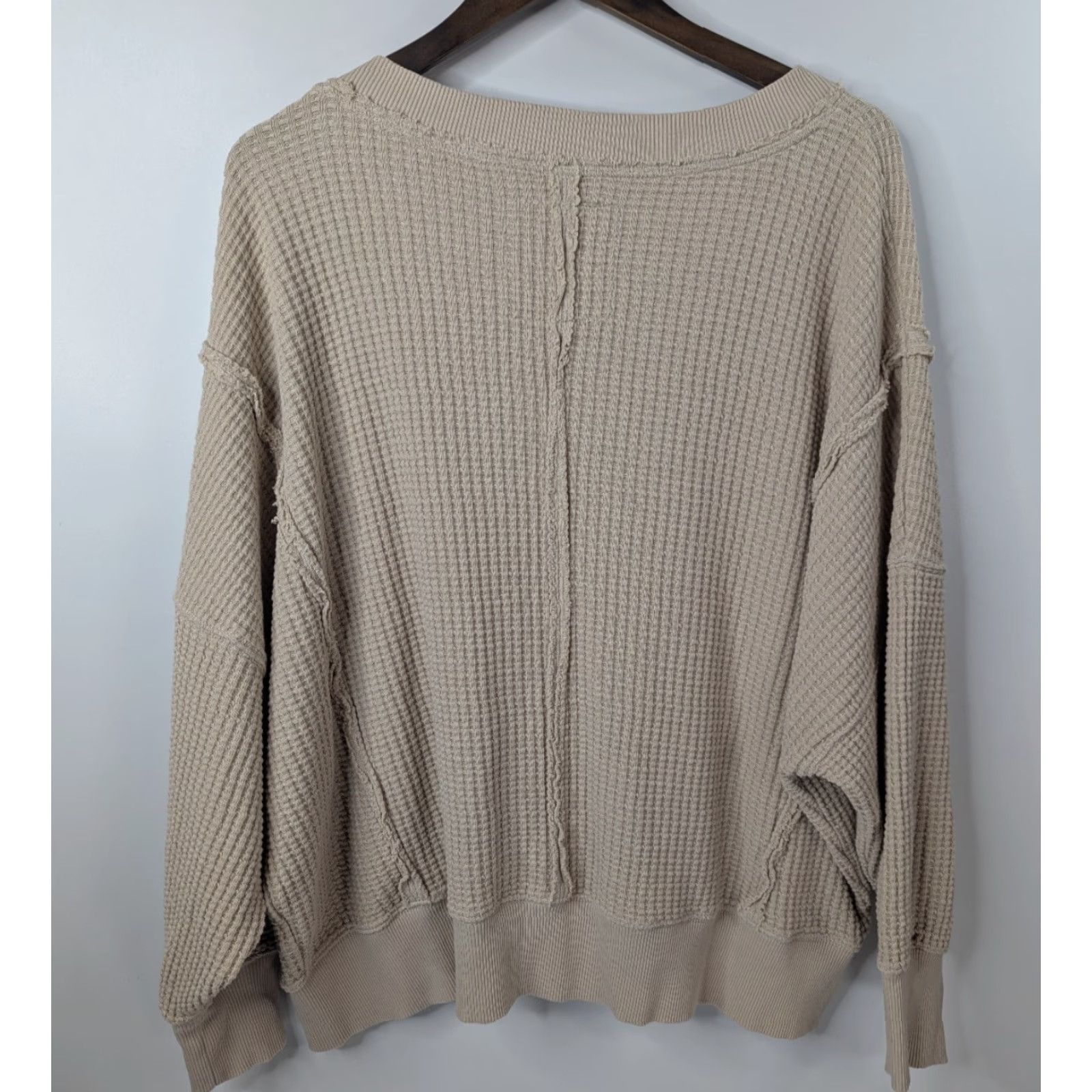 Vintage VINTAGE American Eagle Sweatshirt This Feels Seriously Lived-In Beige Women's M Slouchy Pullover Crew Neck Long Sleeve Size M / US 6-8 / IT 42-44 - 3 Thumbnail