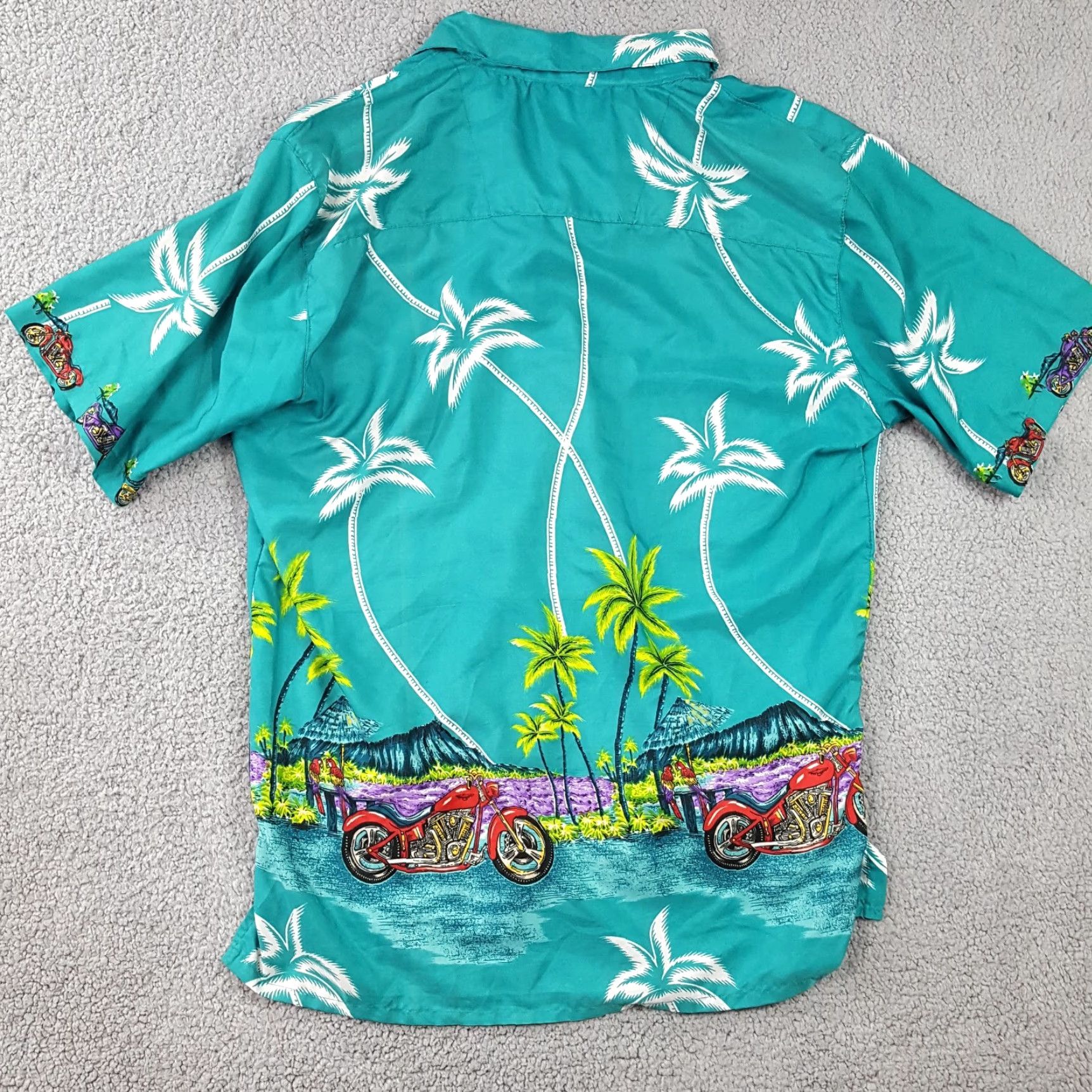 Vintage VINTAGE Hawaiian Biker Motorcycle Floral Men's Large Button Up Beach Camp Shirt Size US L / EU 52-54 / 3 - 7 Thumbnail