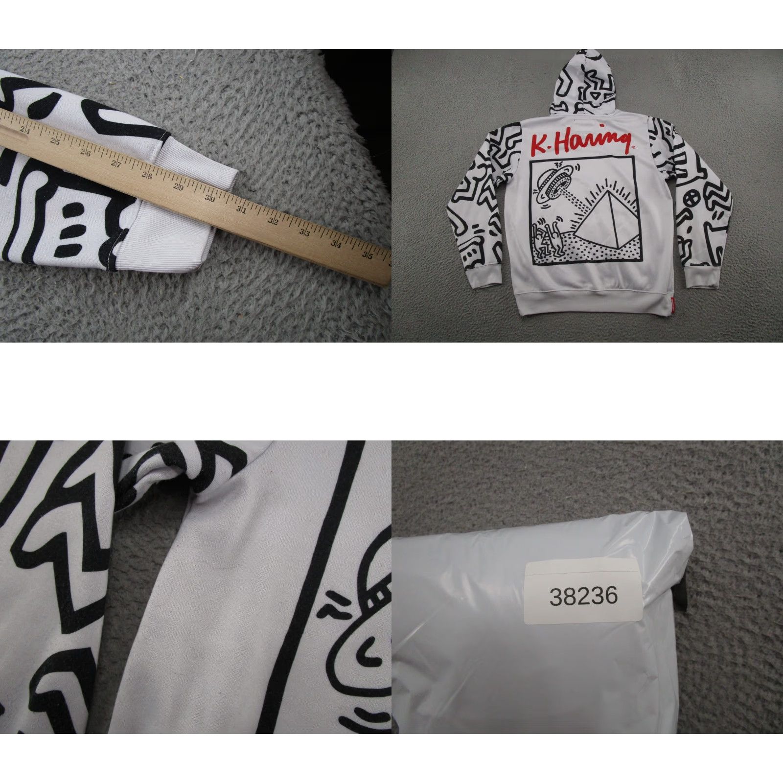 Members Only Keith Haring X Members Only All Over Graphic Print Hoodie M Mens Pullover Hooded Multicolor Graphic Print 80s Art Hip Hop Size M Size US M / EU 48-50 / 2 - 9 Thumbnail