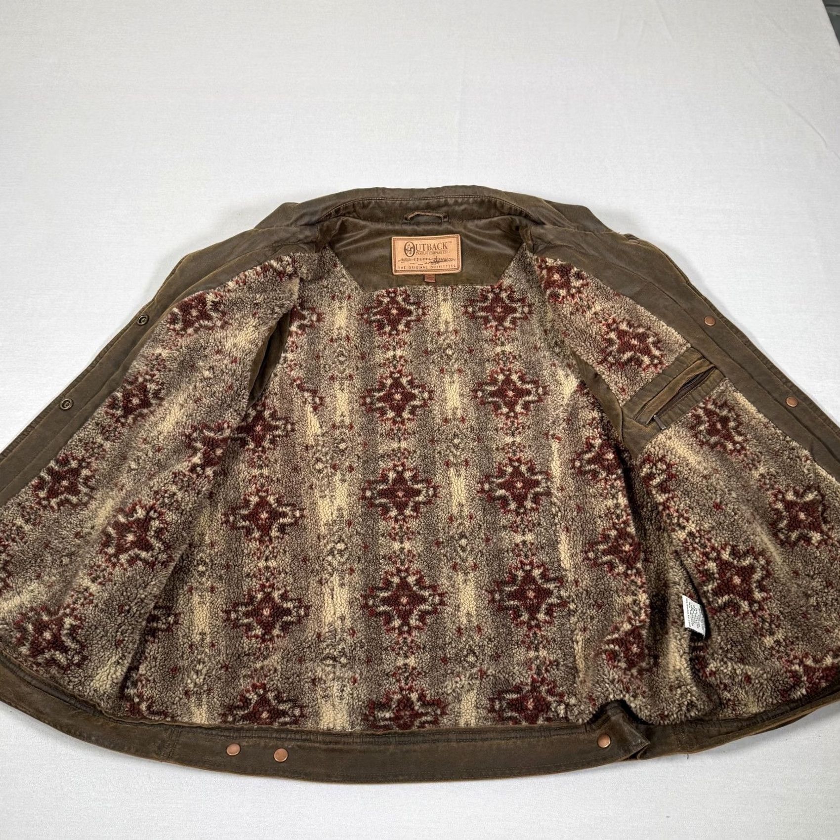 Vintage Outback Trading Vest Women XL Brown Mesa Aztec Sherpa Lined Western Cowgirl Work Shirt Size XL / US 12-14 / IT 48-50 - 6 Thumbnail