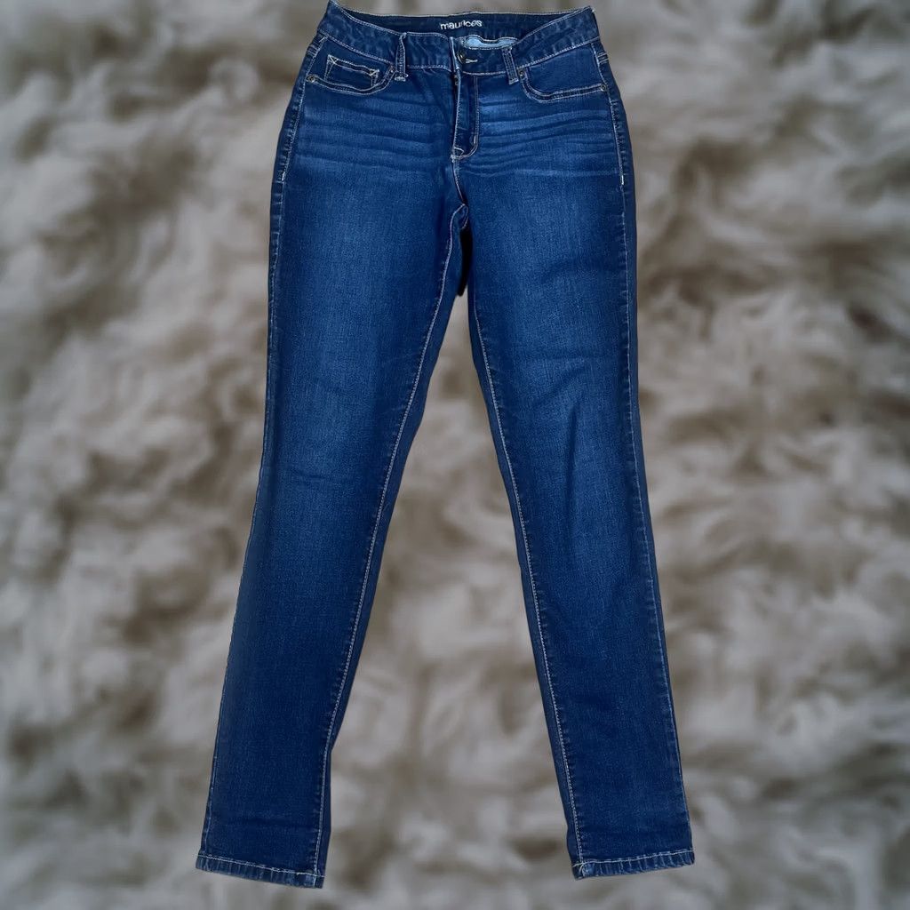Vintage Maurices Jeans Women’s M Medium Reg Skinny Mid Rise Stretch Blue Denim Pants Size 32" / US 10 / IT 46 - 1 Thumbnail
