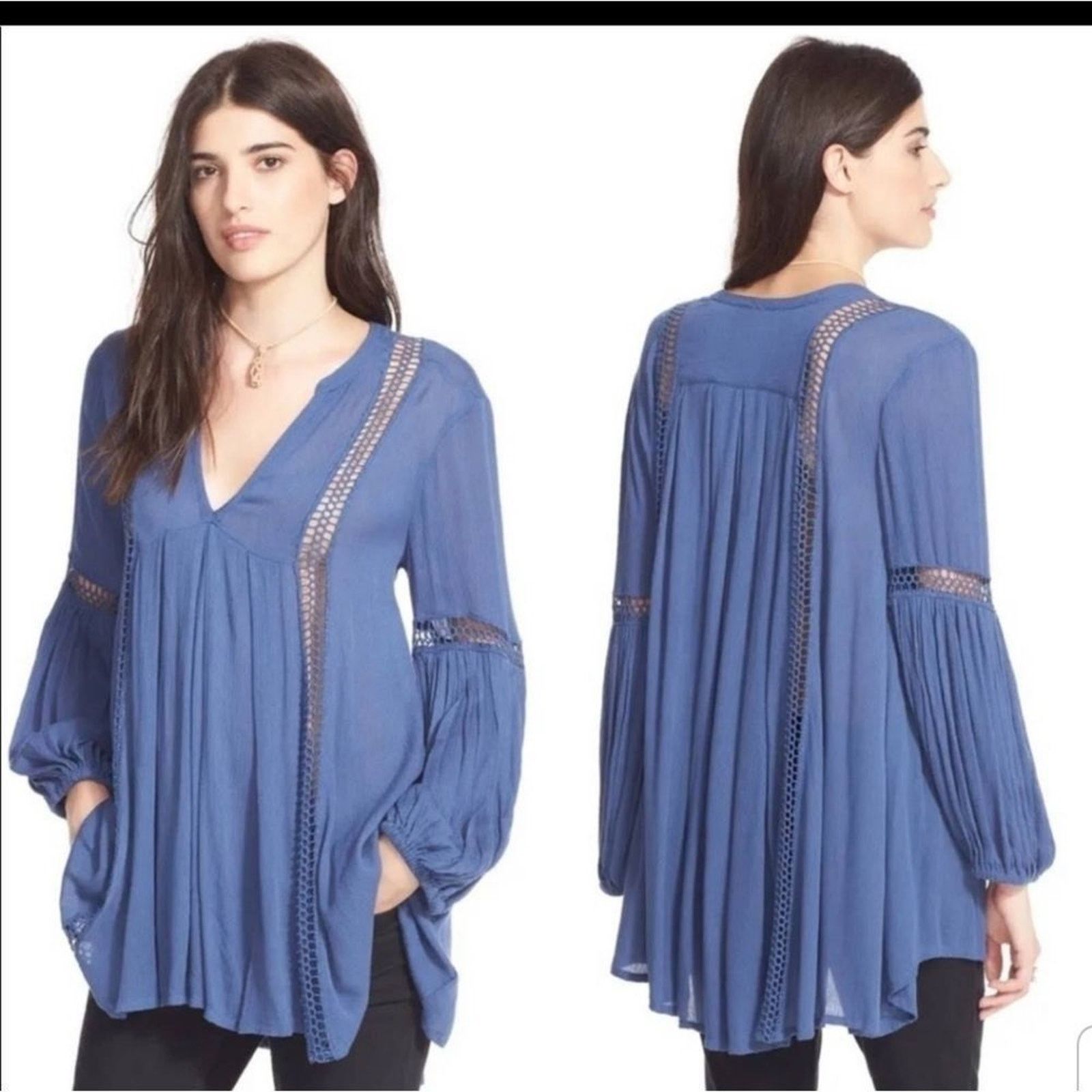 Free People Free People Just the Two of Us Boho Long Sleeve Flowy Tunic Size S / US 4 / IT 40 - 1 Thumbnail