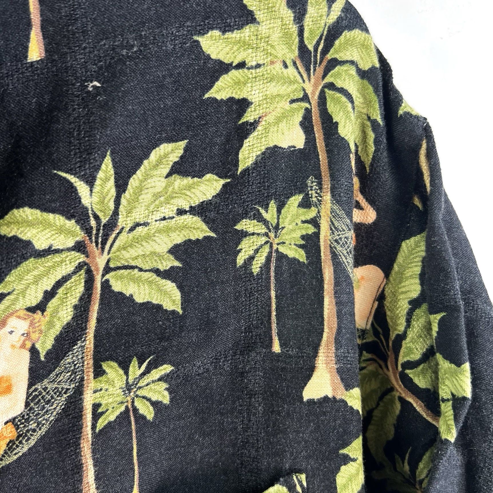 Vintage VINTAGE Island Button-Up Shirt Mens 2XL Black Tropical Graphic Print Linen Rayon Casual Shirt 2XL Mens Size US XXL / EU 58 / 5 - 2 Thumbnail