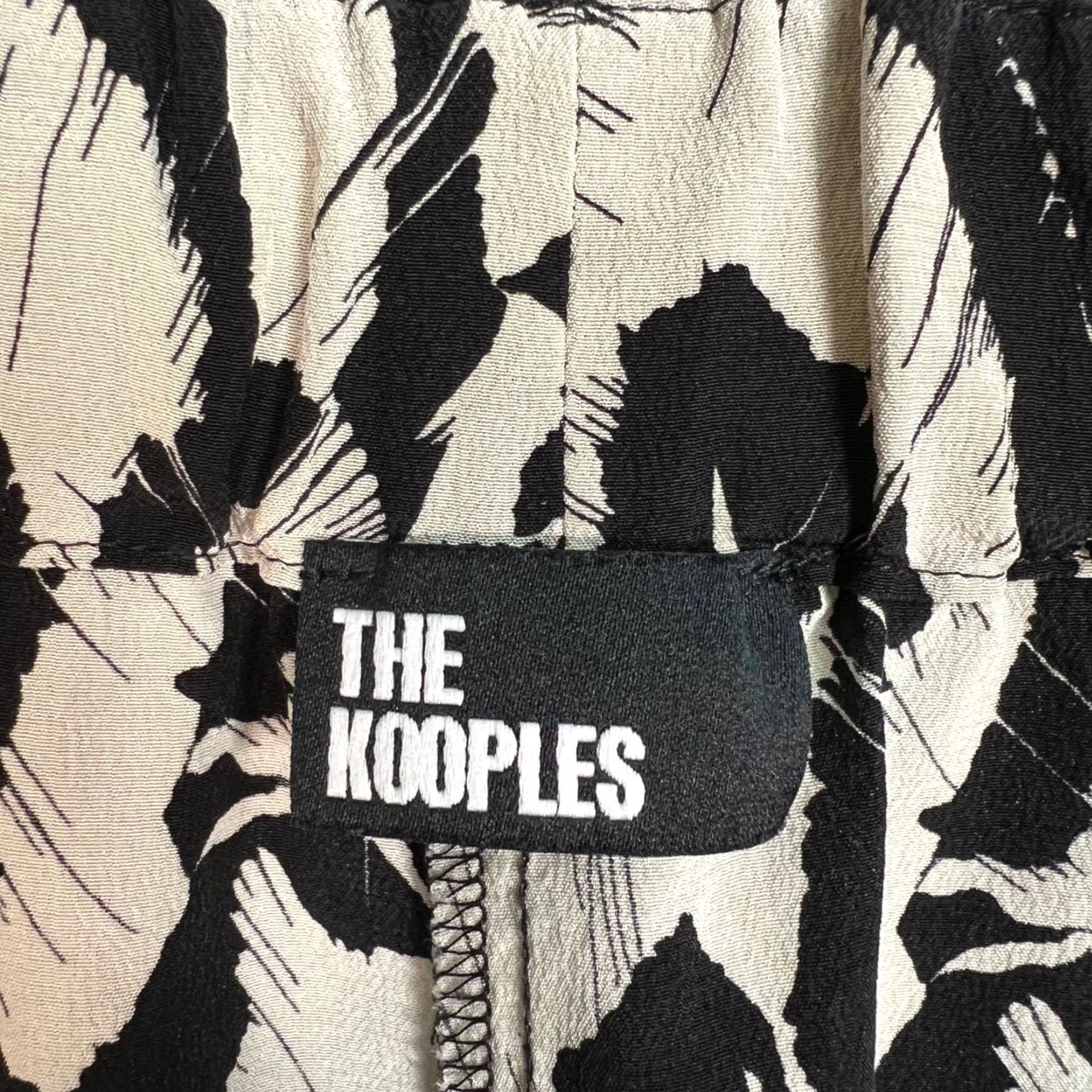 The Kooples The Kooples Pants Womens Medium Black Abstract Print Elastic Hem Straight Leg Ankle Inseam 28 in Regular Rise High Front Flat Front Casual Size 32" / US 10 / IT 46 - 3 Thumbnail