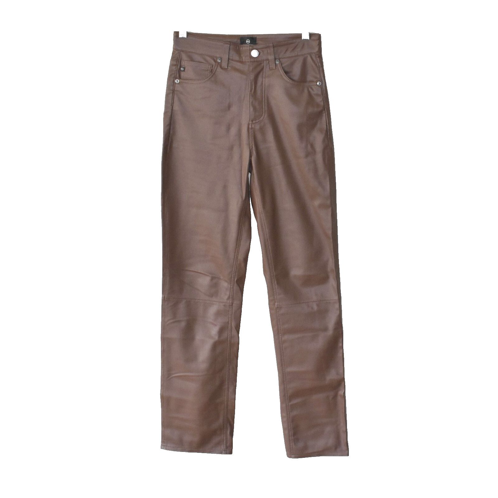 AG Adriano Goldschmied A8 NEW ADRIANO GOLDSCHMIED Vegan Leather Straight Jeans 25 Size 25" / US 0 / IT 36 - 1 Thumbnail