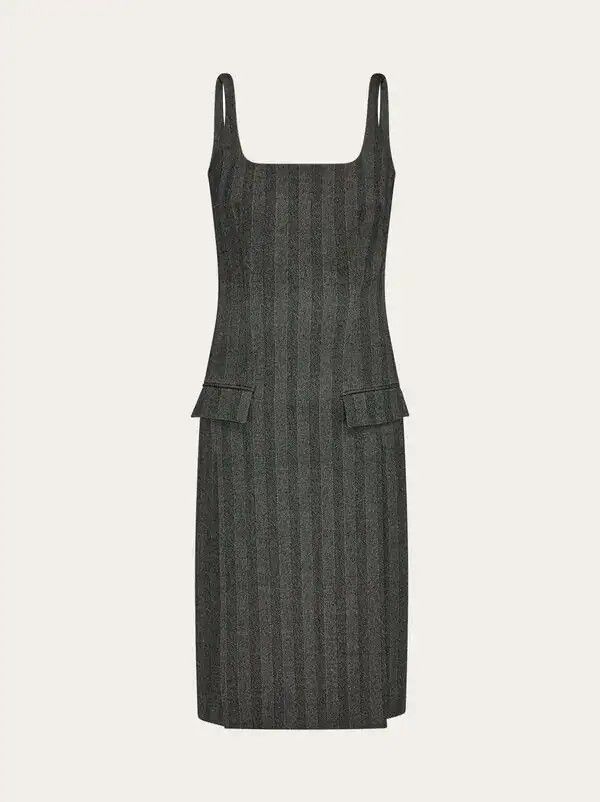 Salvatore Ferragamo o1s1rm0426 Sleeveless Midi Dress in Dark Grey Size S / US 4 / IT 40 - 1 Preview