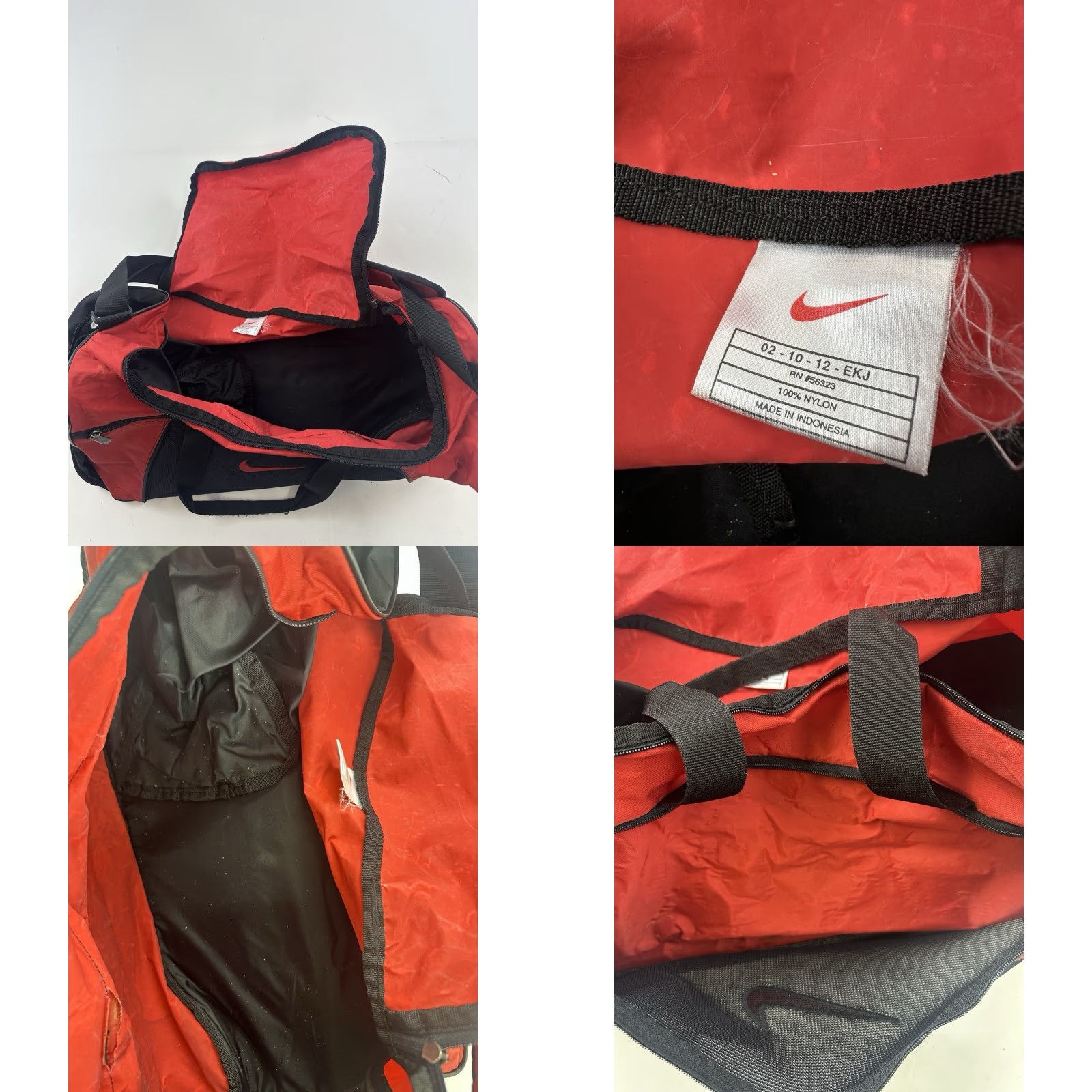 Nike VINTAGE Nike Duffle Bag Crossbody Strap Nylon Red PocketS Shoe Compartment Training Bag Unisex Adults Duffle Athleisure Casual Travel Large Size ONE SIZE - 9 Thumbnail