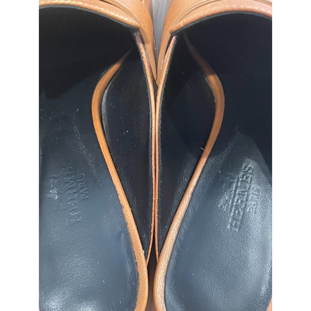 Hermes Hermès Womens Tan Leather Fringe Detail Mules With Dust Bags Size US 5 / IT 35 - 12 Thumbnail