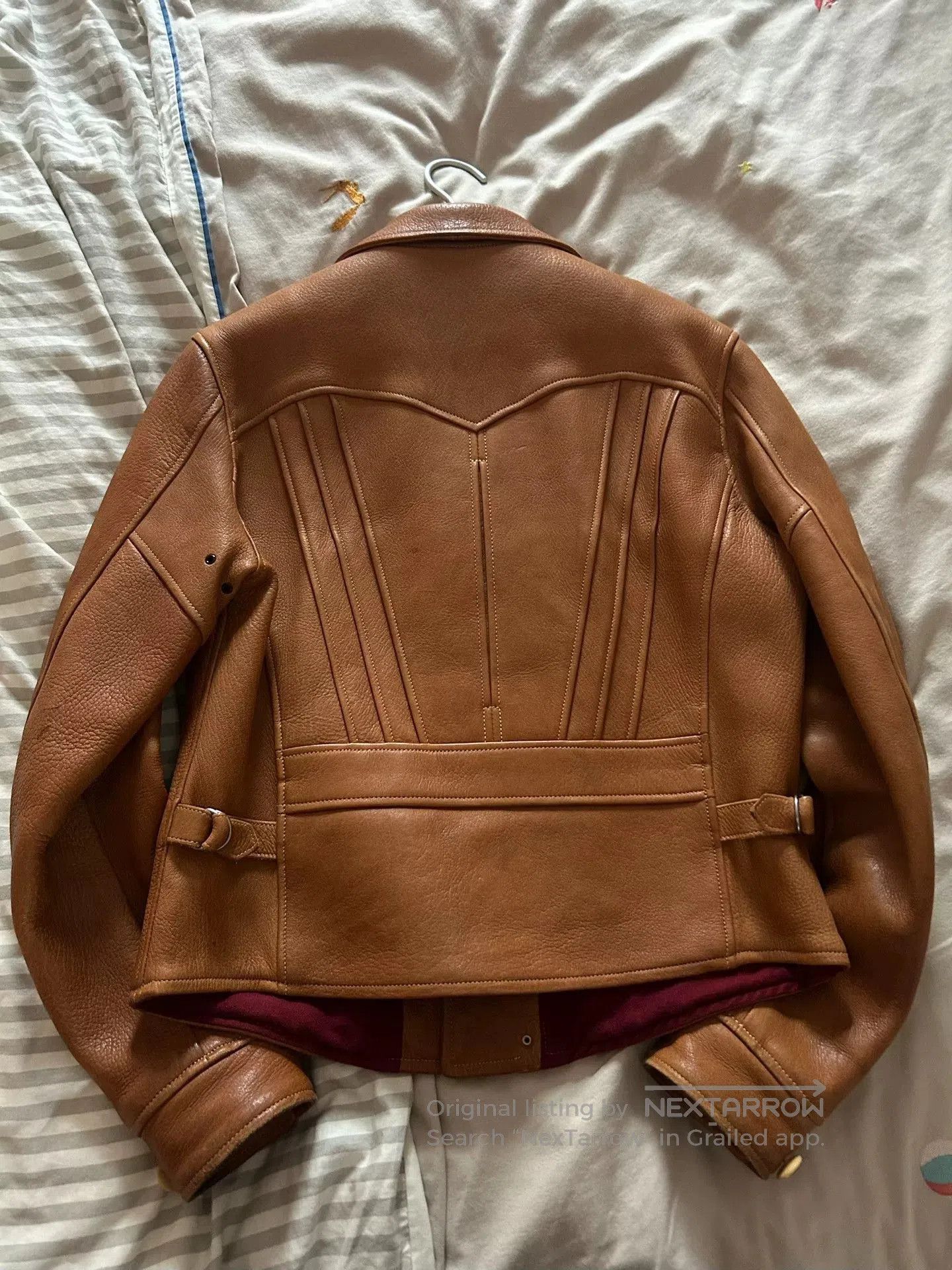 Freewheelers sunset orange leather biker jacket. Size US M / EU 48-50 / 2 - 4 Thumbnail