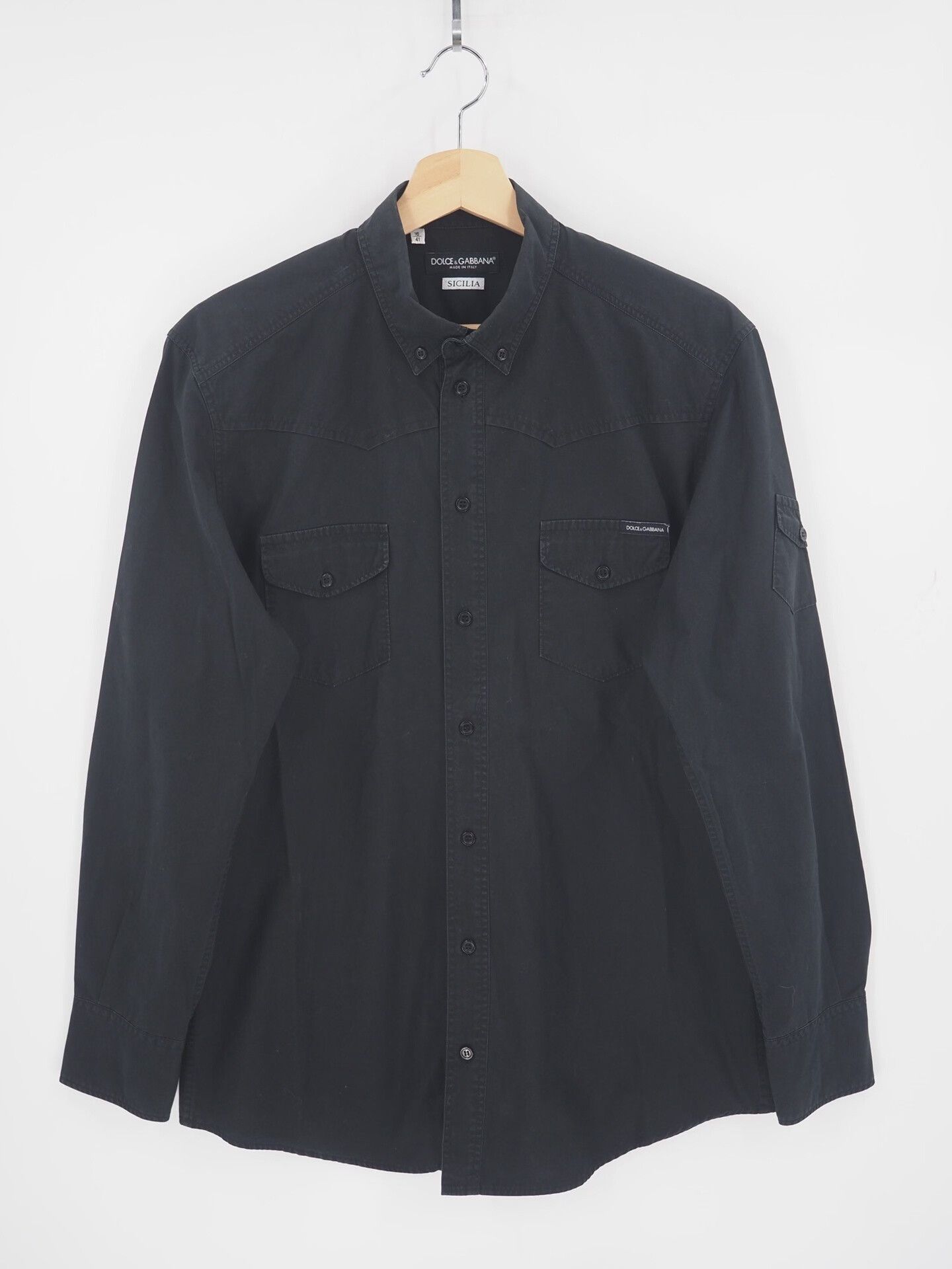 Dolce & Gabbana black cotton work shirt from Dolce & Gabbana Size US M / EU 48-50 / 2 - 1 Thumbnail