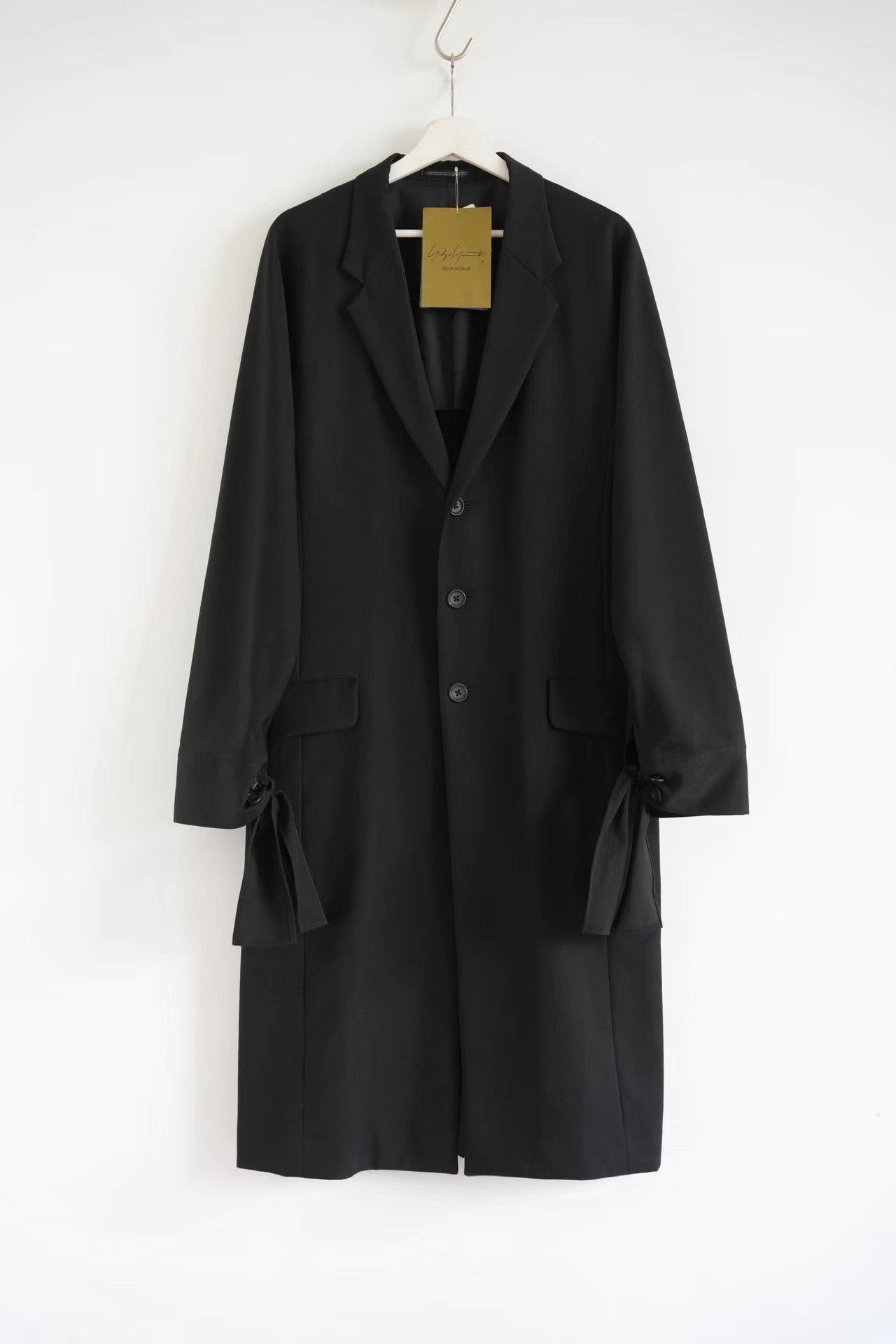 Yohji Yamamoto Black Long Coat with Button Closure Size US M / EU 48-50 / 2 - 1 Thumbnail