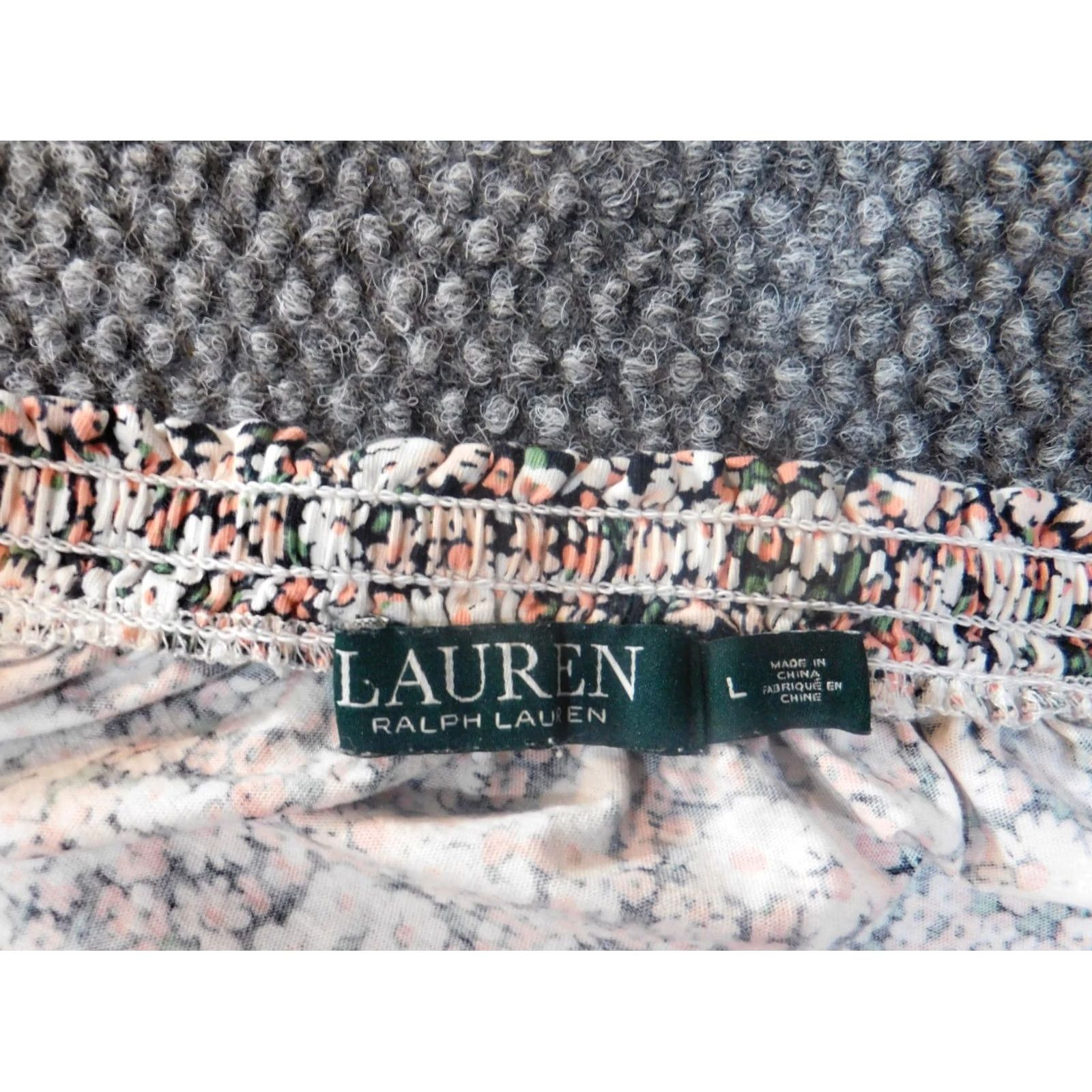 Ralph Lauren Lauren Ralph Lauren Blouse Shirt Women L Pink Floral Knit Cotton Bell Sleeve Crew Neck Zipper All Seasons Size L / US 10 / IT 46 - 7 Thumbnail