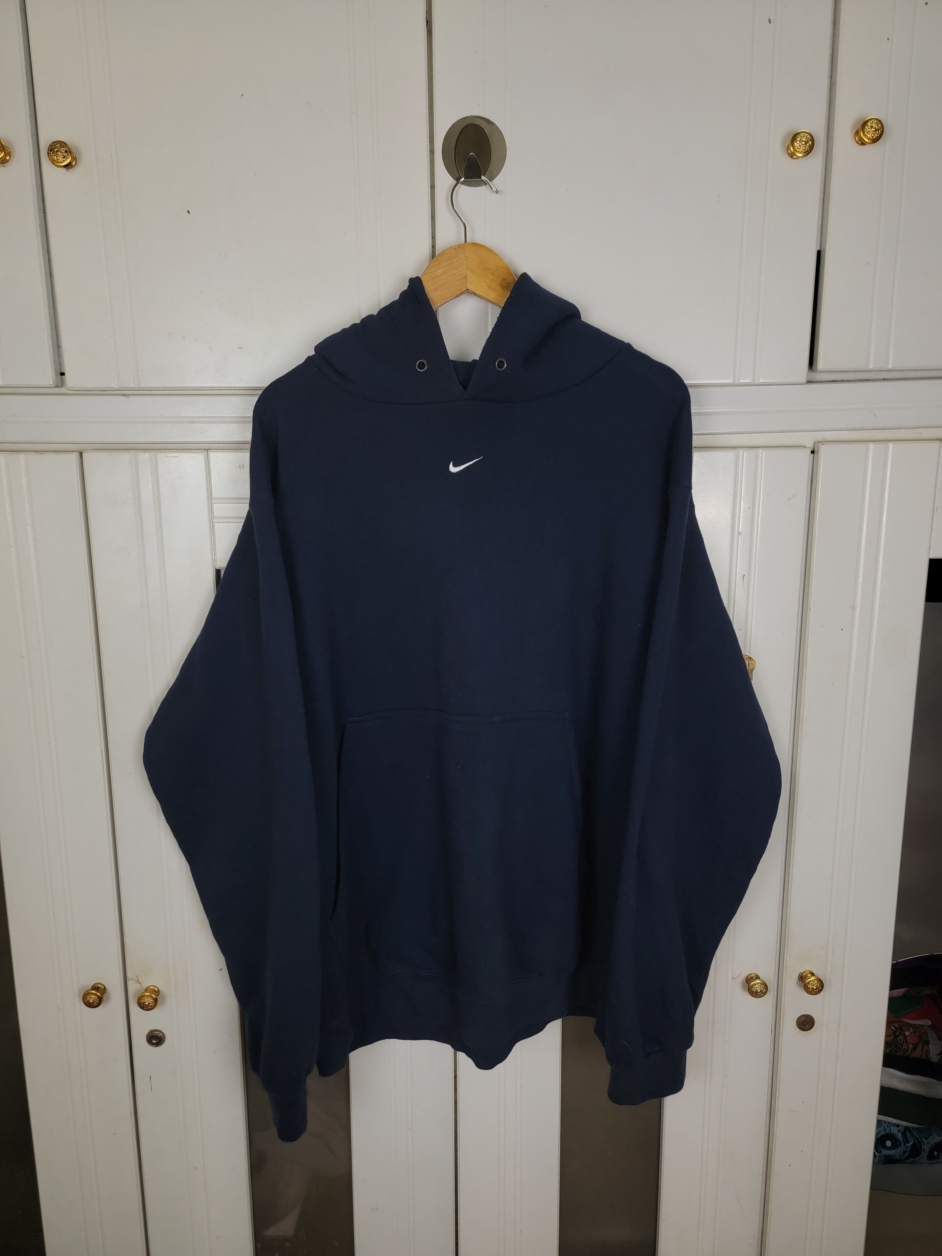 Nike × Vintage Vintage 90s Nike Center Swoosh Hoodies Size US L / EU 52-54 / 3 - 4 Thumbnail
