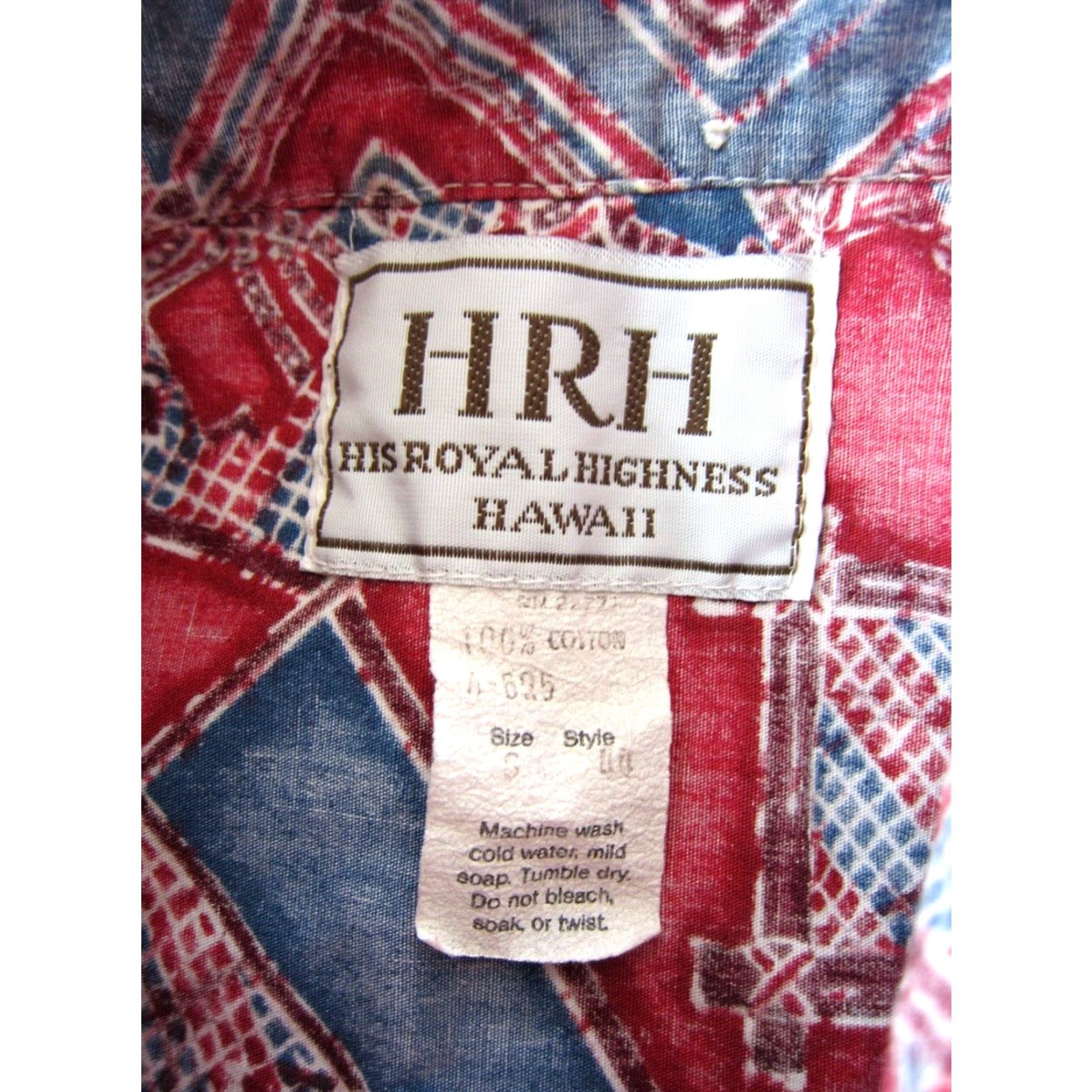 Vintage VINTAGE His Royal Highness HRH Red Blue Cotton Fish Hawaiian Shirt Men Small Size US S / EU 44-46 / 1 - 4 Thumbnail