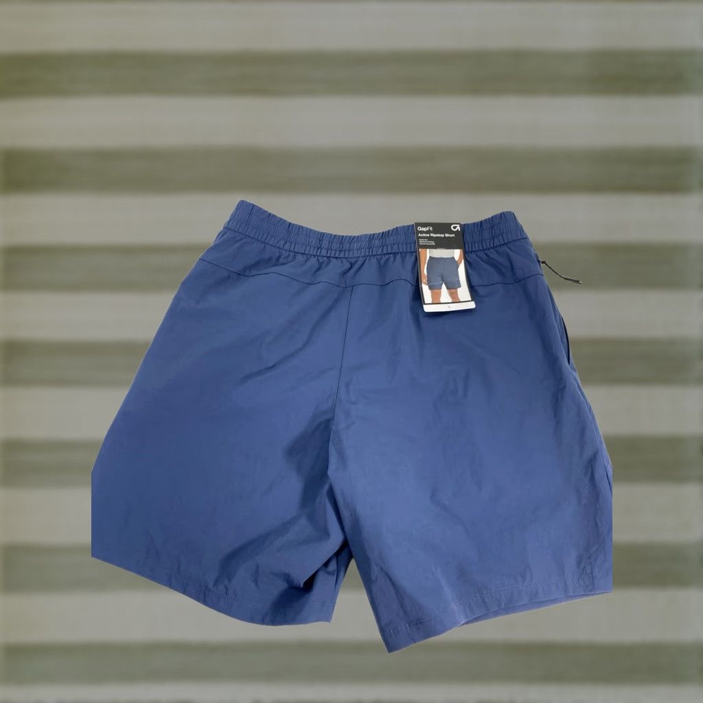 Gap Gap Fit Active Ripstop Shorts Men S 30X7 Blue Drawstring Pocket Elastic Waist Chino Pockets Mens Size US 29 - 1 Thumbnail