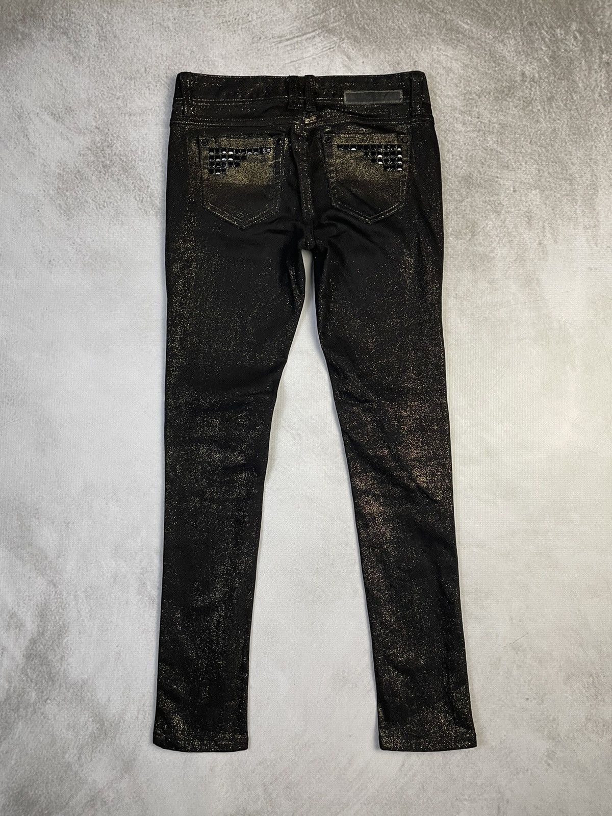 Hysteric Glamour Y2k Egoist Gold Glitter Skinny Jeans D.i.a Style Gyaru Gal Size 25" / US 0 / IT 36 - 7 Thumbnail