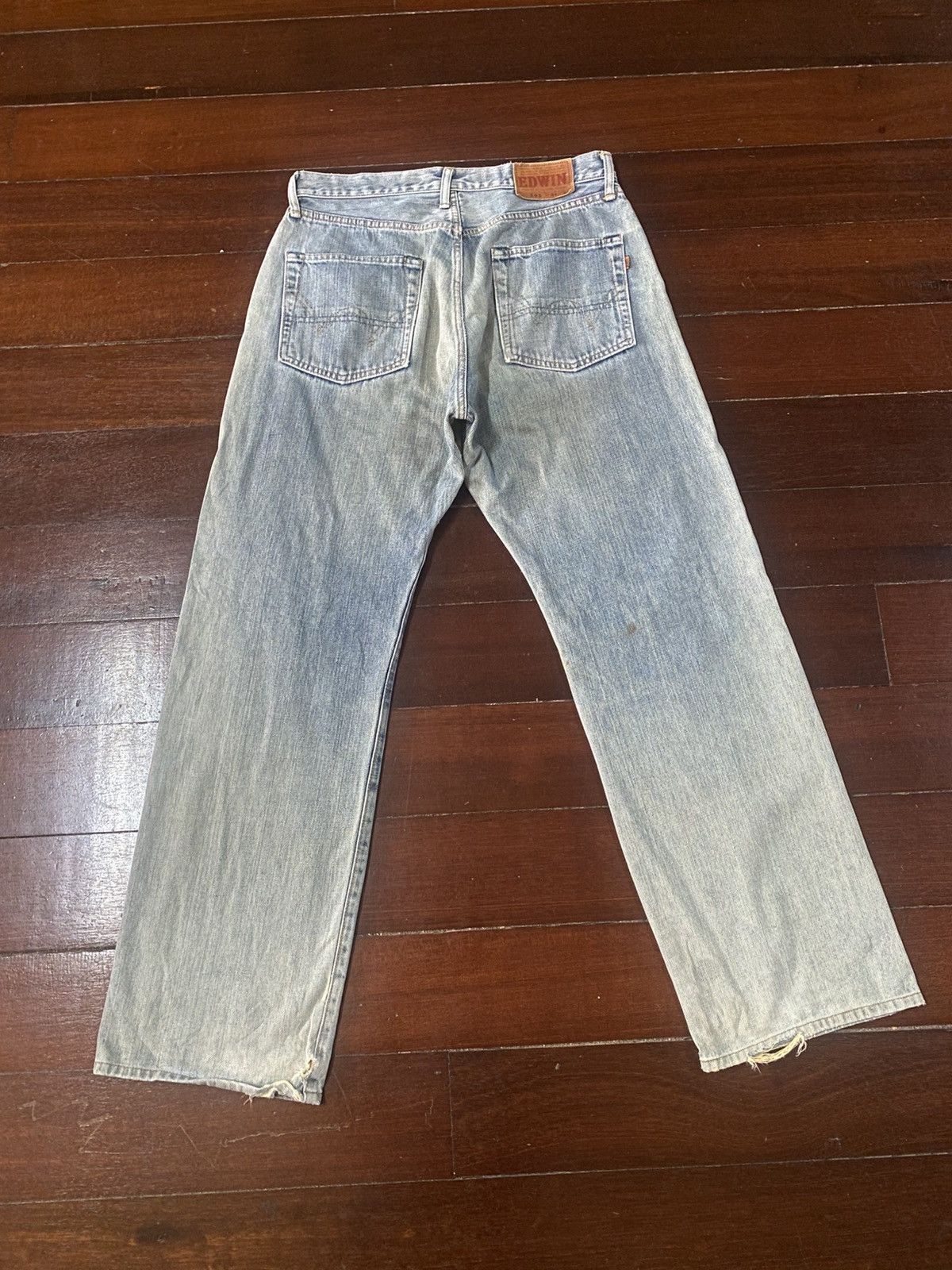 Edwin VINTAGE EDWIN 505 SELVEDGE DISTRESSED DENIM JEANS mud wash Size US 33 - 8 Thumbnail