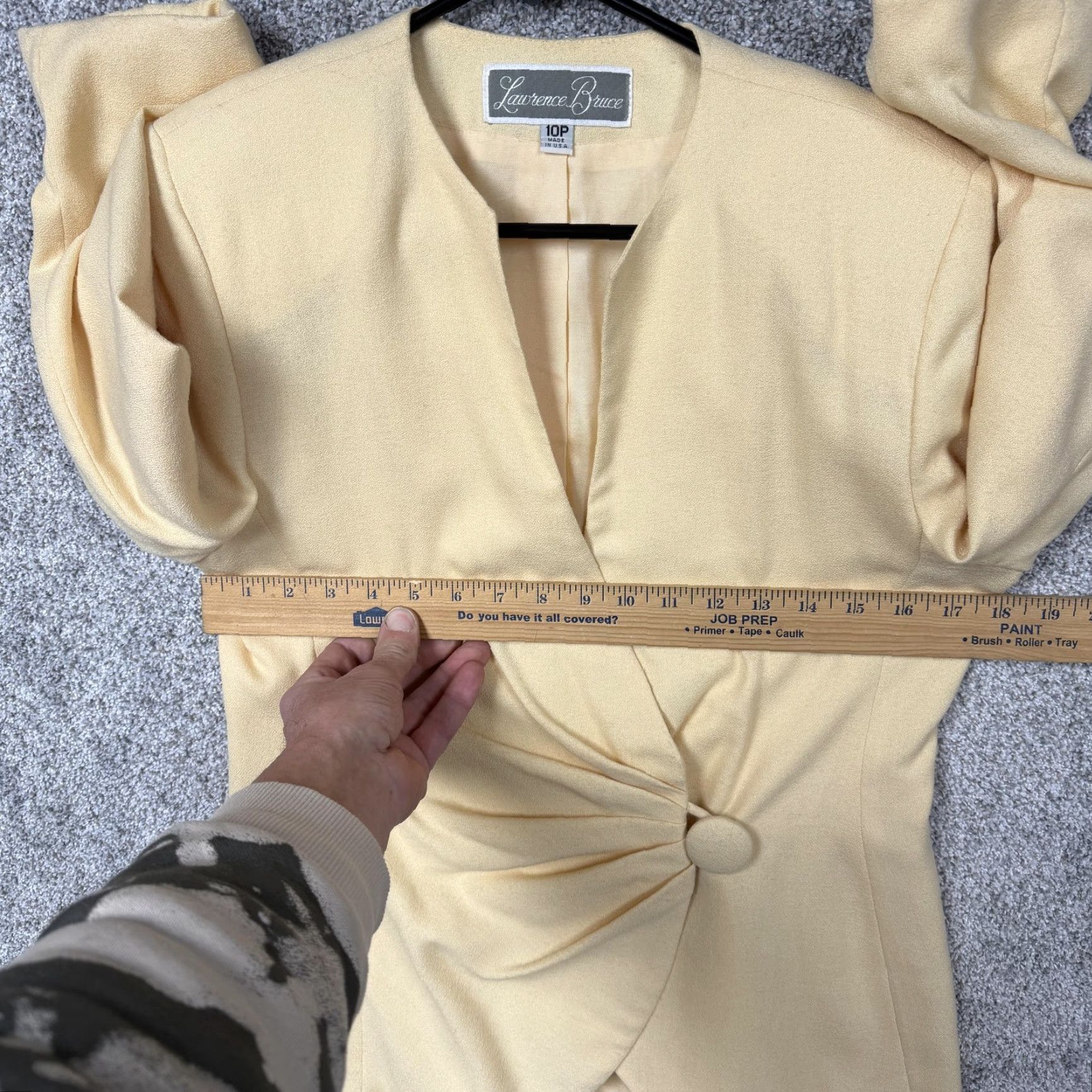 Vintage VINTAGE Laurence Bruce Blazer Jacket Womens 10P Yellow Ruched Pastel 80s 90s Business Formal Size L / US 10 / IT 46 - 4 Thumbnail