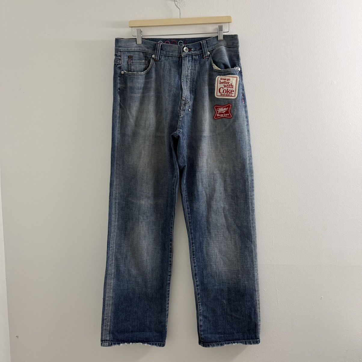 Vintage Y2K Coogi Baggy Patched Denim Jeans Embroidered 99s