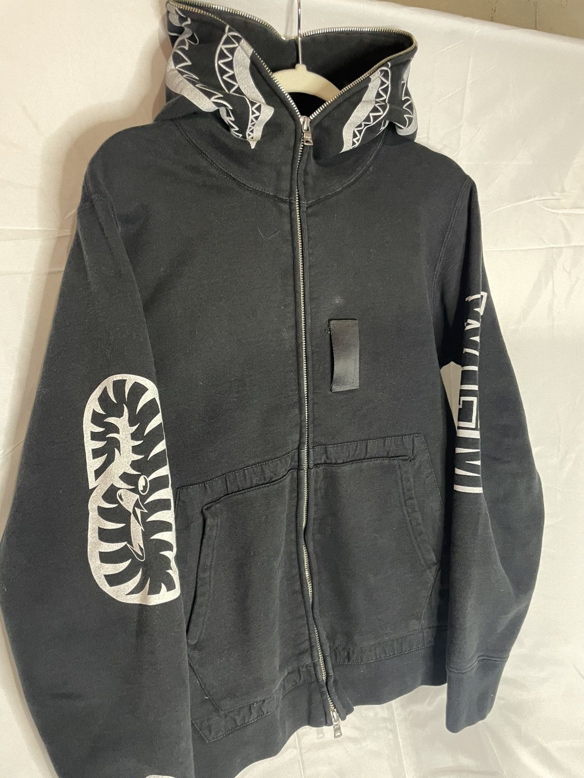 Bape *Rare* Bape Military Black/White Shark Full Zip Hoodie Army Size US L / EU 52-54 / 3 - 2 Thumbnail
